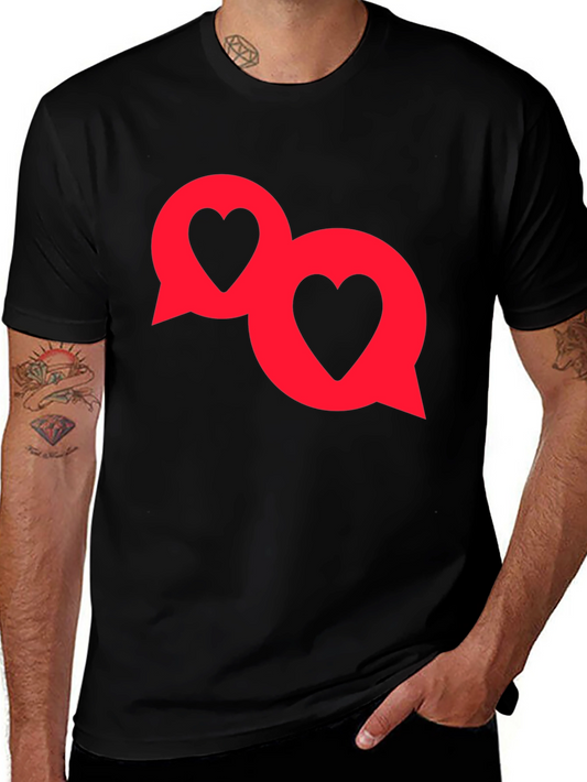 Heart Chat Bubble Graphic Tee - Black Cotton Blend T-Shirt