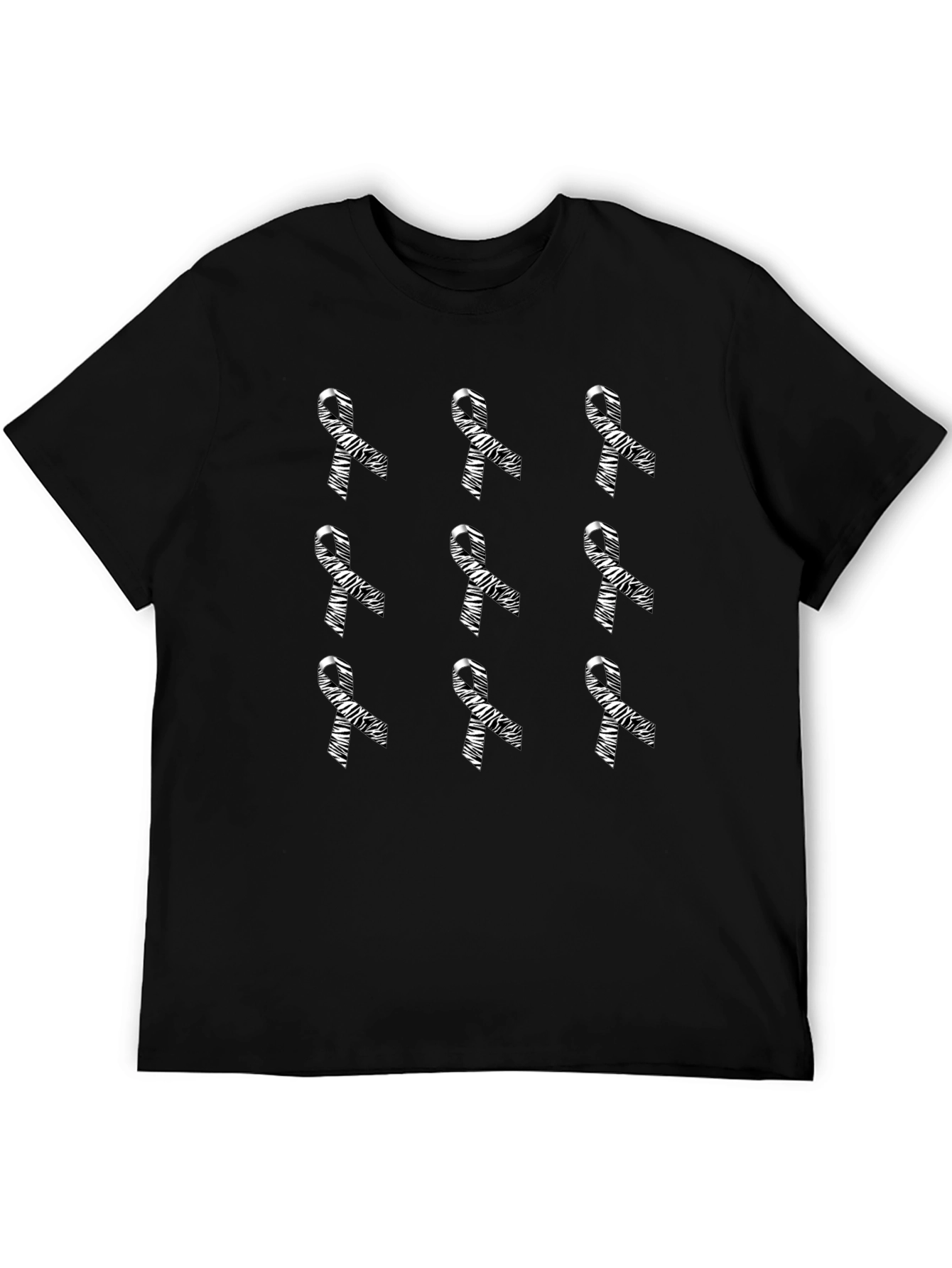 Ribbon Patterned Black T-Shirt
