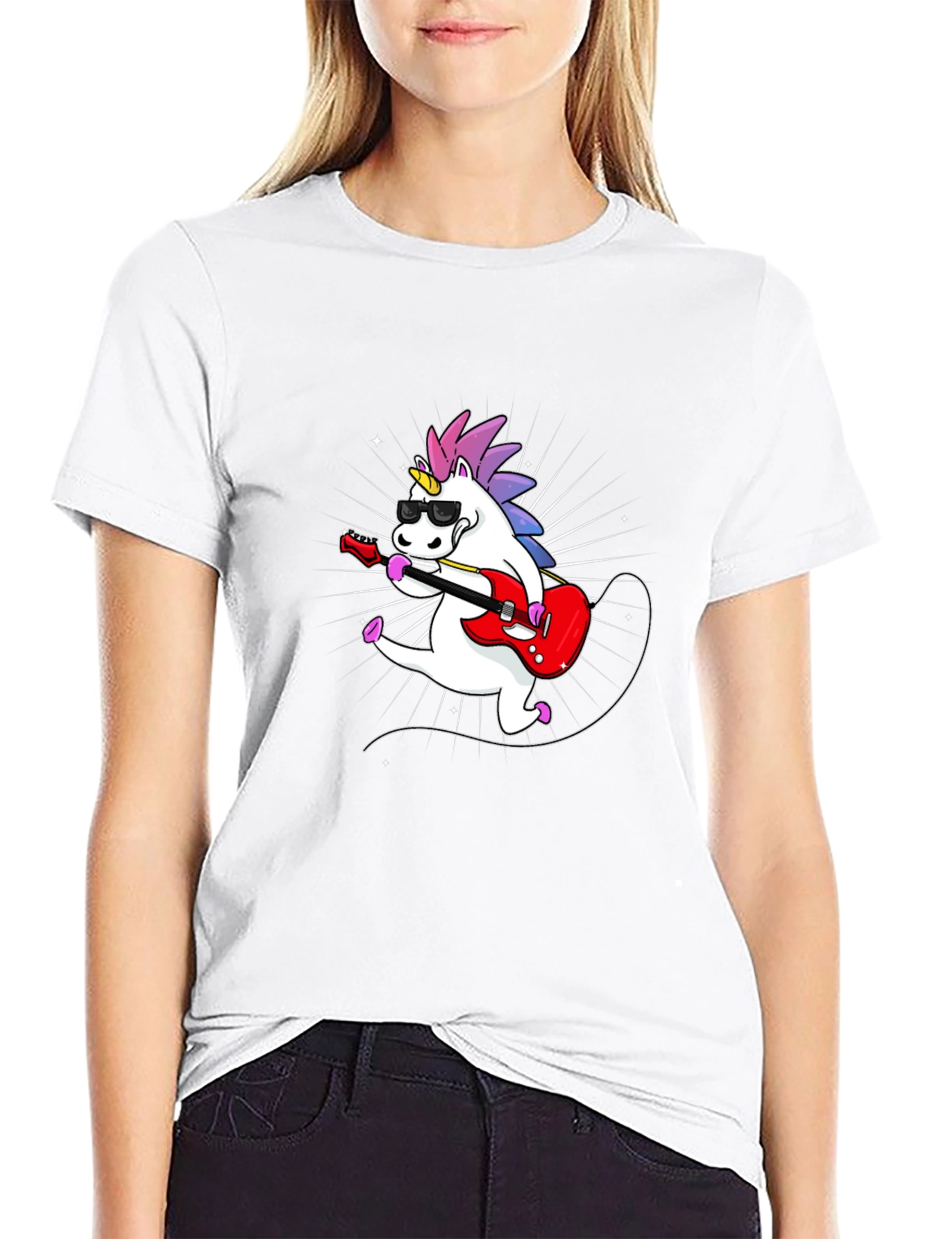 Unicorn Guitarist Graphic Tee - Black