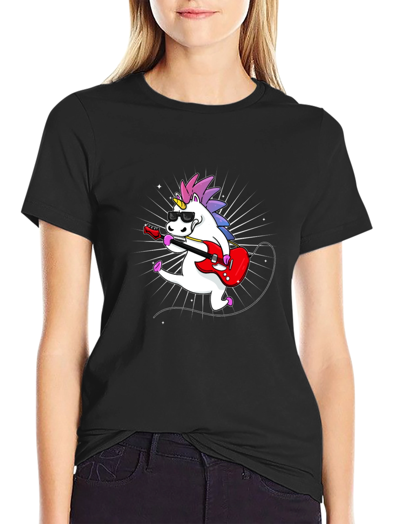 Unicorn Guitarist Graphic Tee - Black