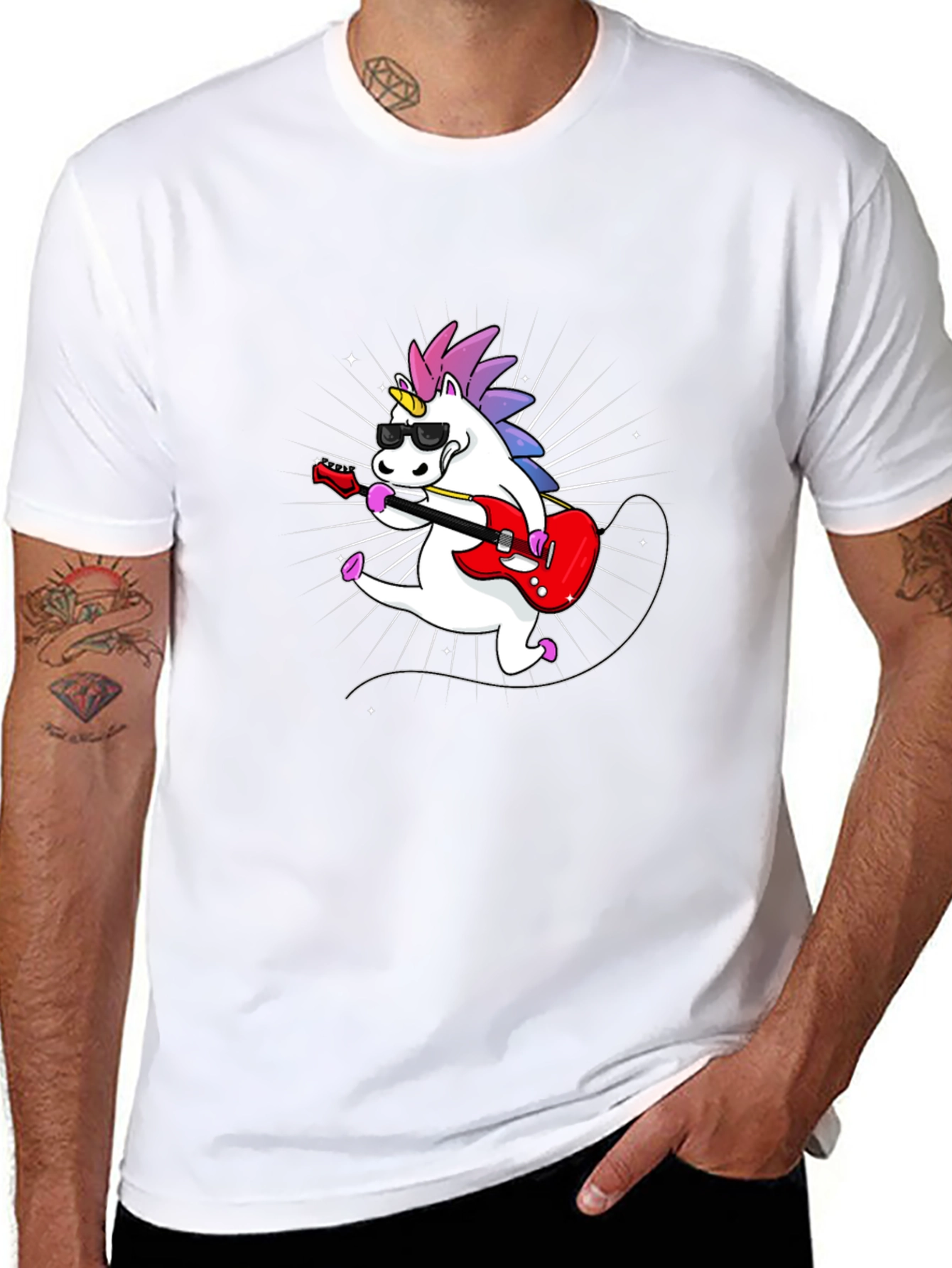 Unicorn Guitarist Graphic Tee - Black