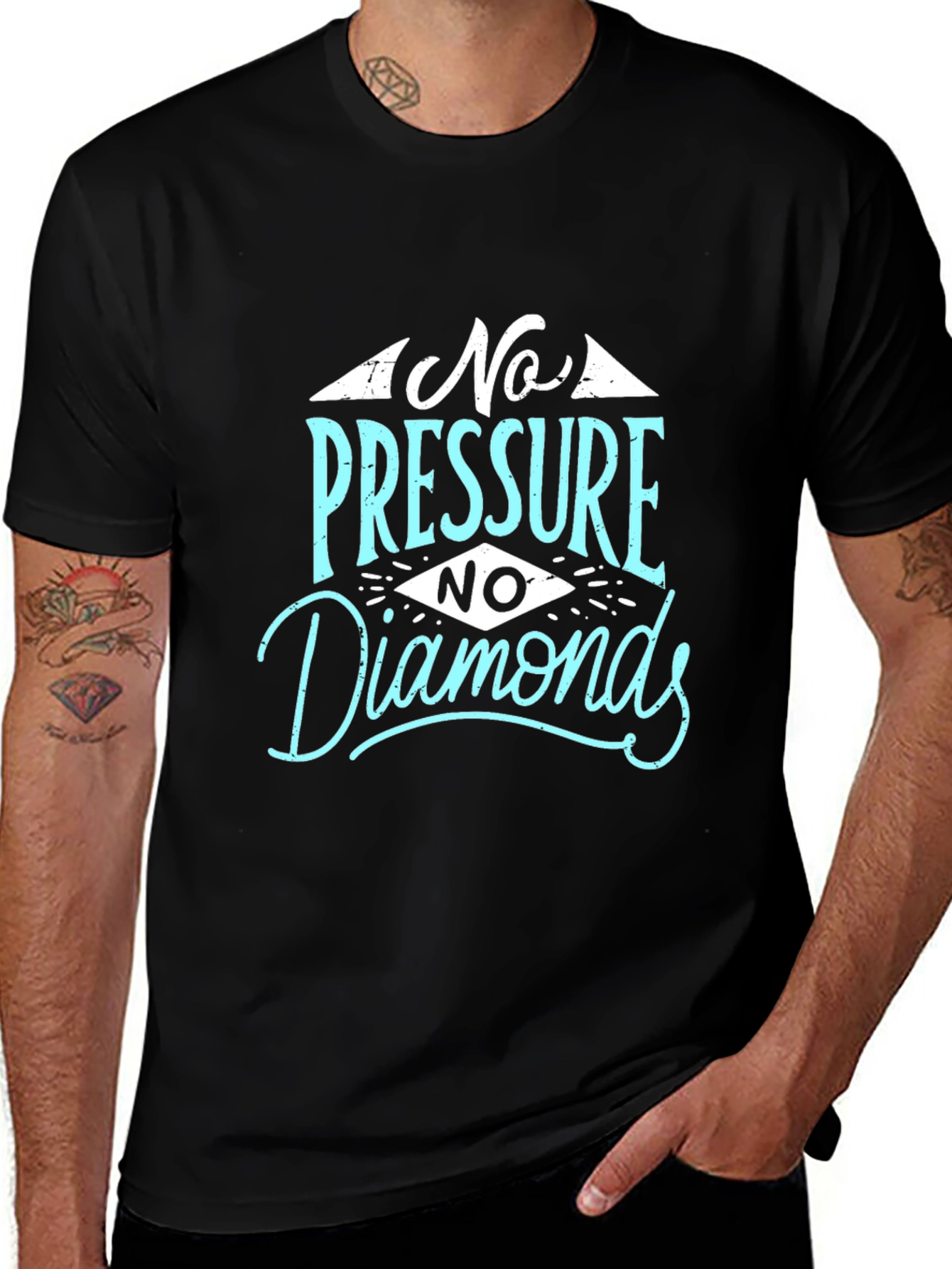 No Pressure No Diamonds Graphic Tee - Black Cotton