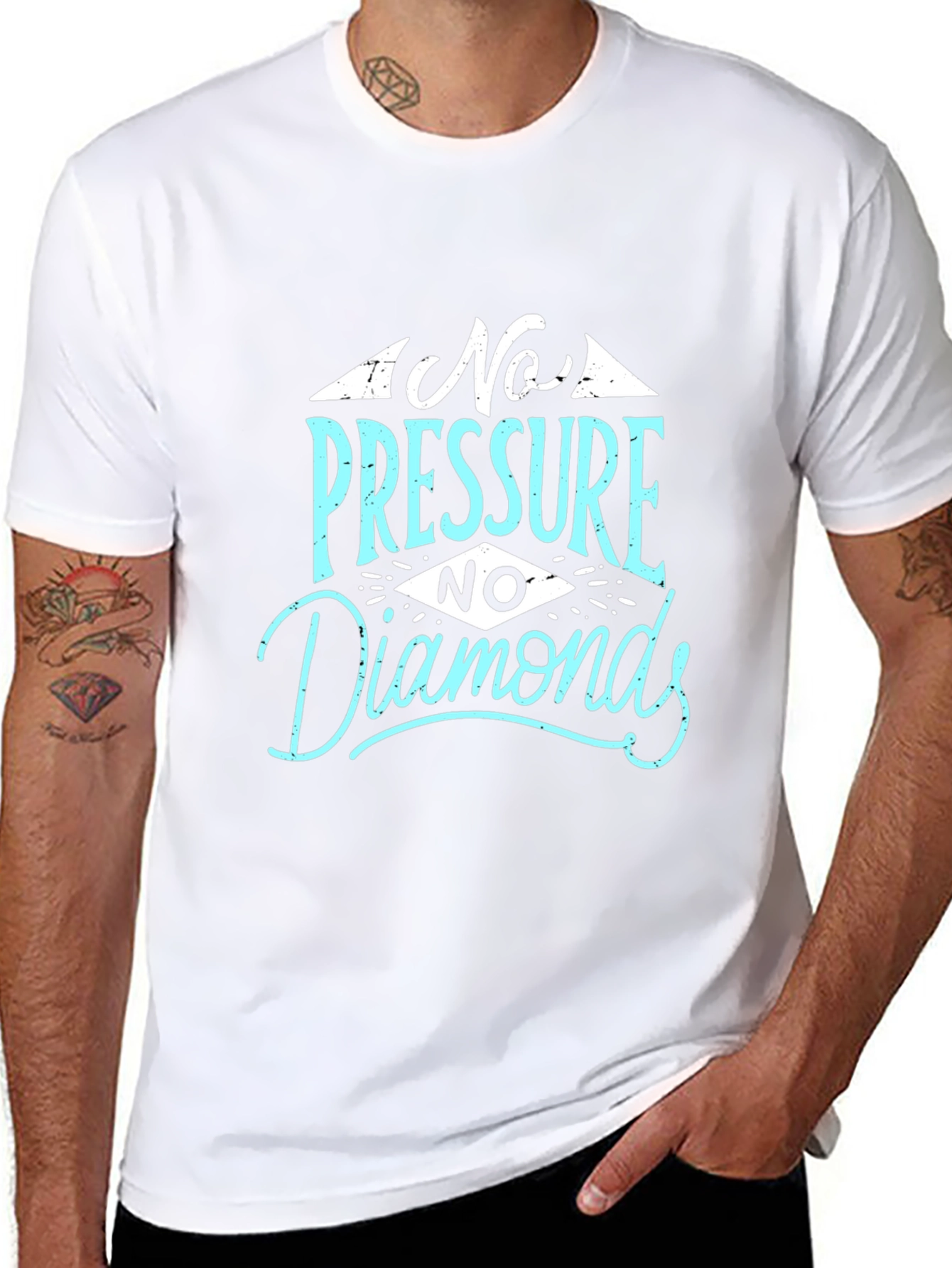 No Pressure No Diamonds Graphic Tee - Black Cotton