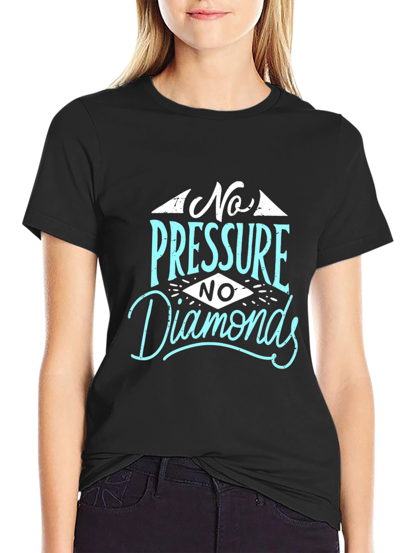 No Pressure No Diamonds Graphic Tee - Black Cotton