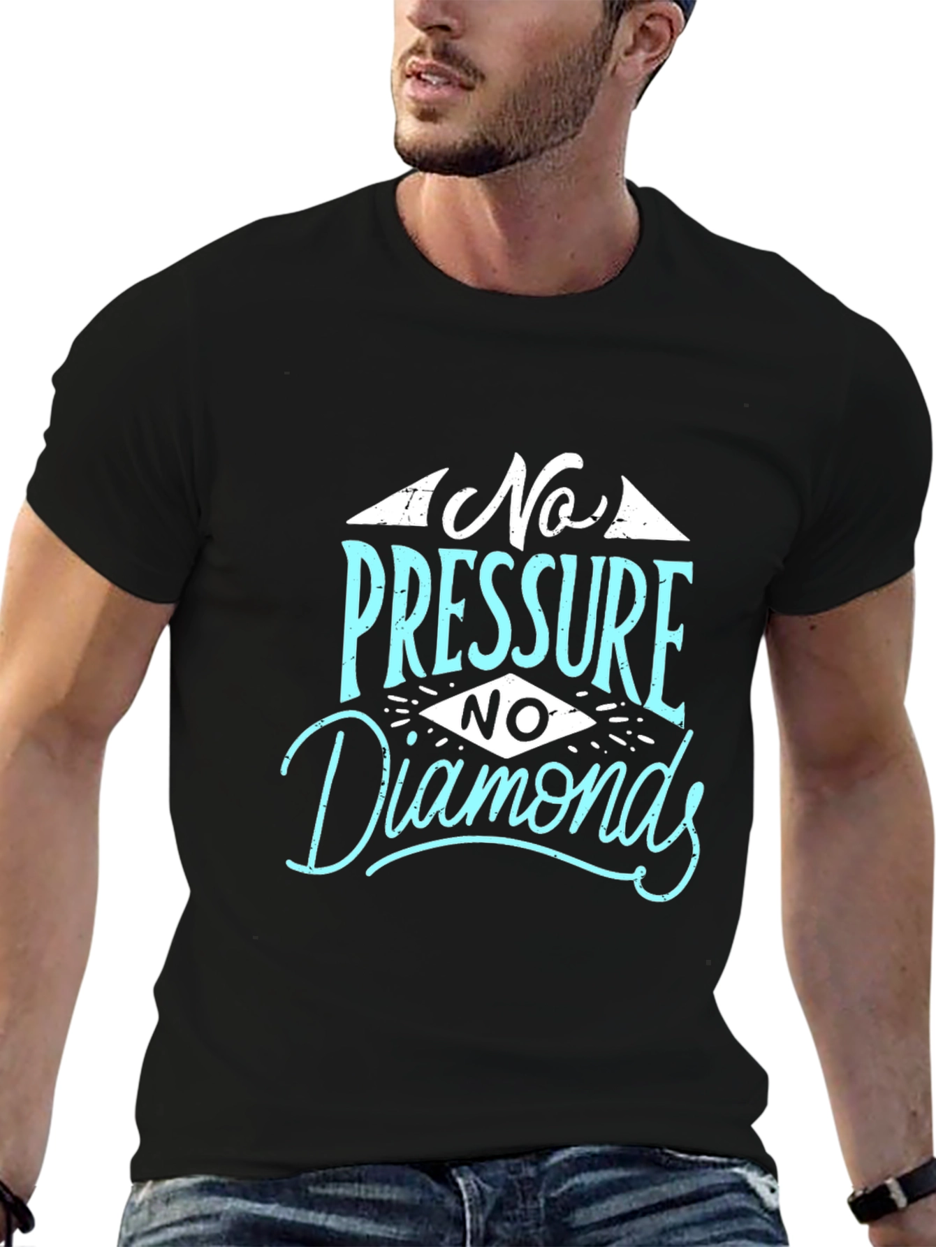 No Pressure No Diamonds Graphic Tee - Black Cotton