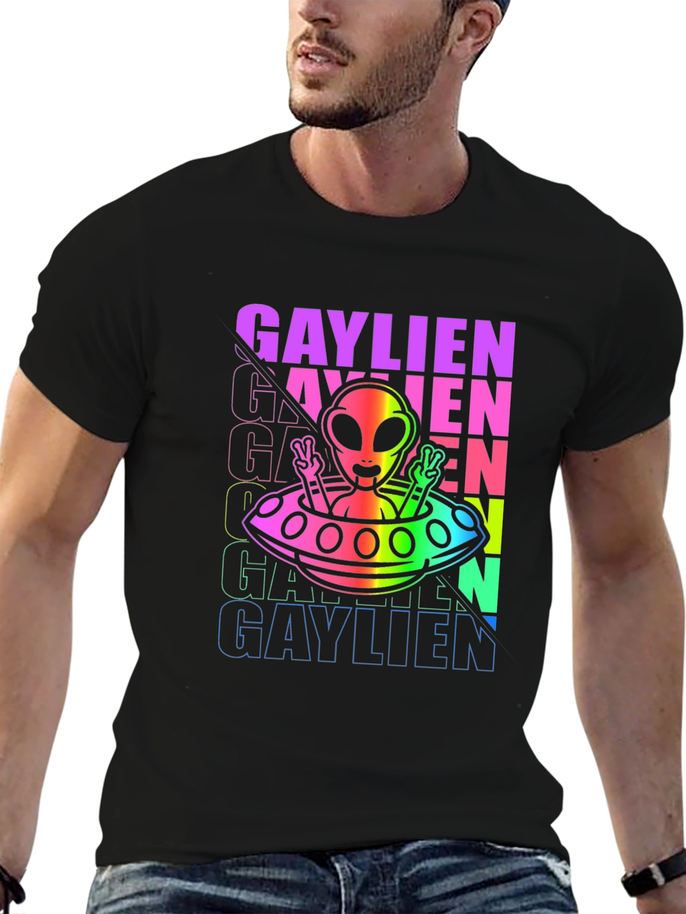 Gaylien Rainbow UFO T-Shirt - Pride Outer Space
