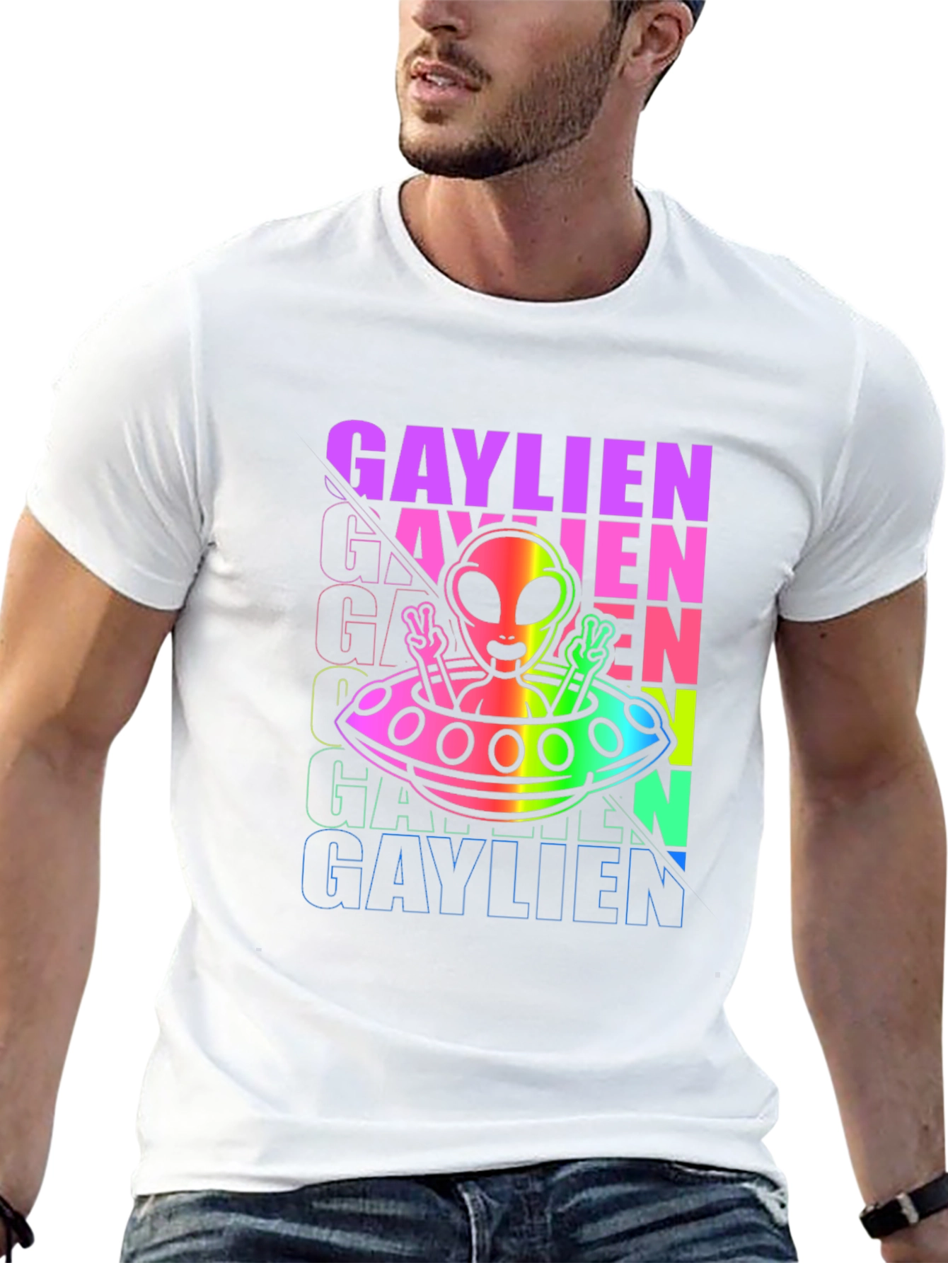 Gaylien Rainbow UFO T-Shirt - Pride Outer Space