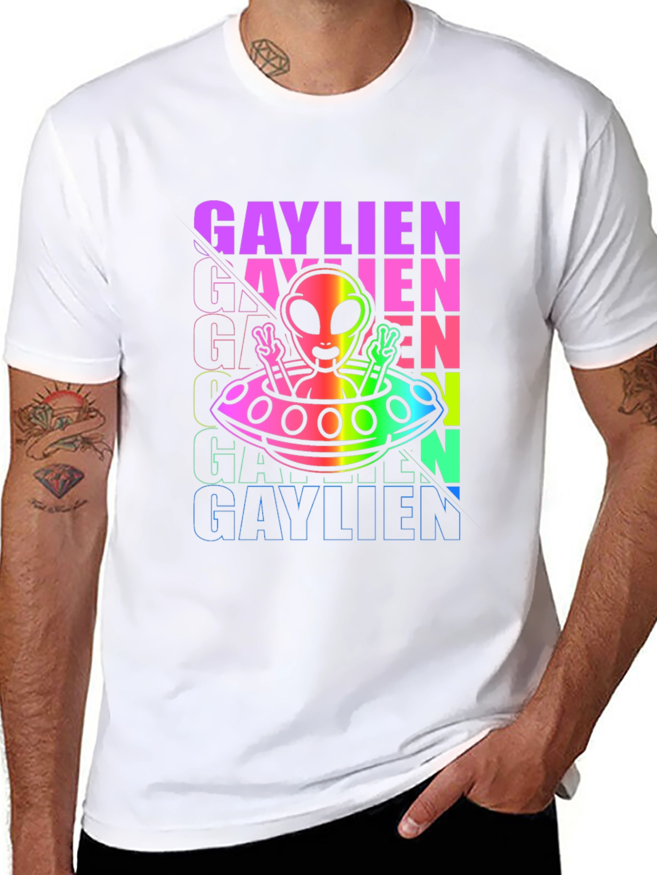 Gaylien Rainbow UFO T-Shirt - Pride Outer Space