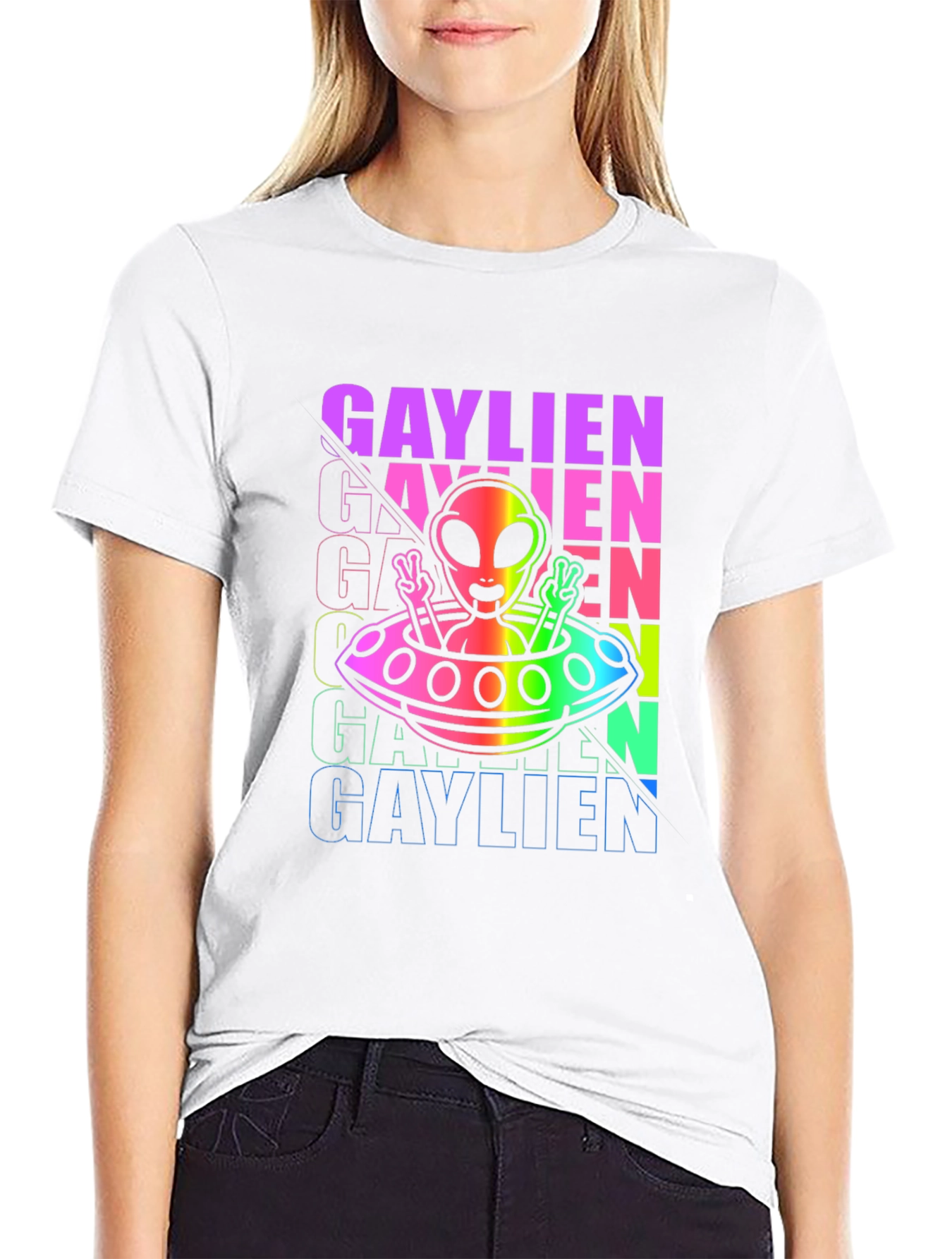 Gaylien Rainbow UFO T-Shirt - Pride Outer Space