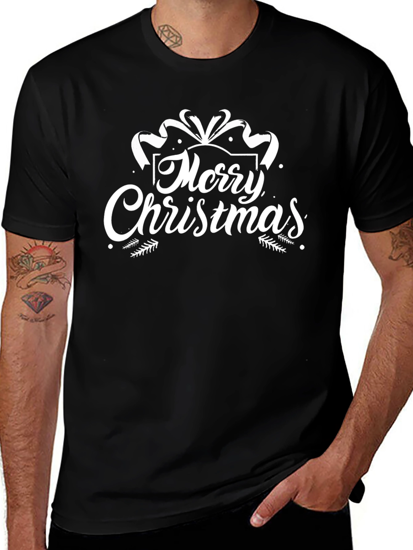 Merry Christmas Black Graphic T-Shirt
