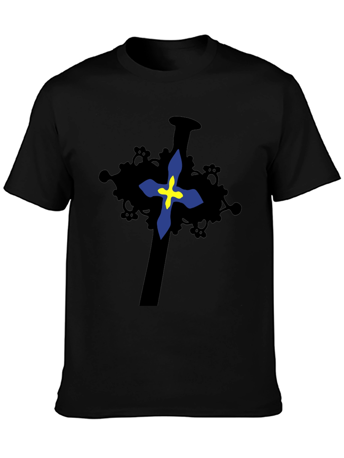 Cross Graphic Print Black T-Shirt