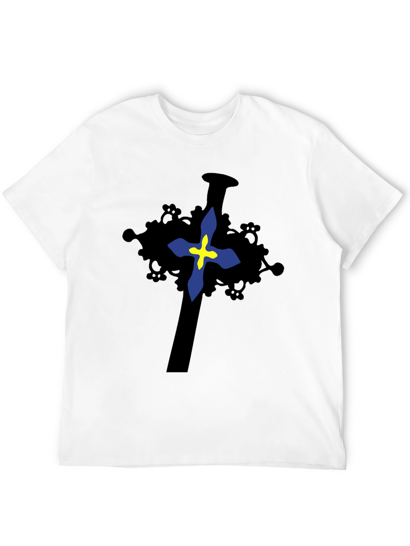 Cross Graphic Print Black T-Shirt