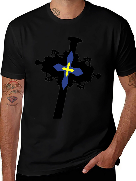 Cross Graphic Print Black T-Shirt