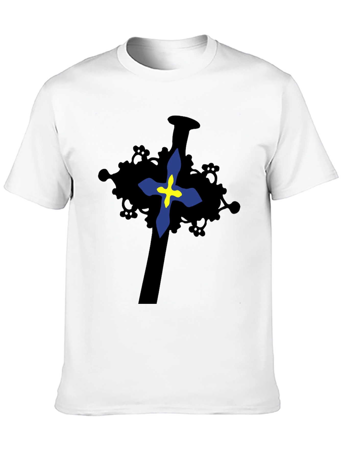 Cross Graphic Print Black T-Shirt