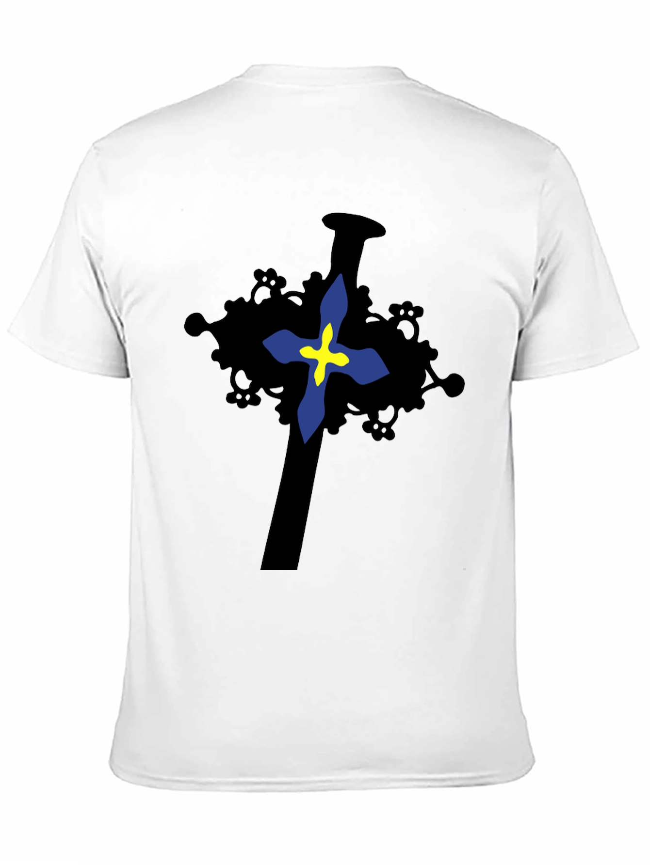 Cross Graphic Print Black T-Shirt