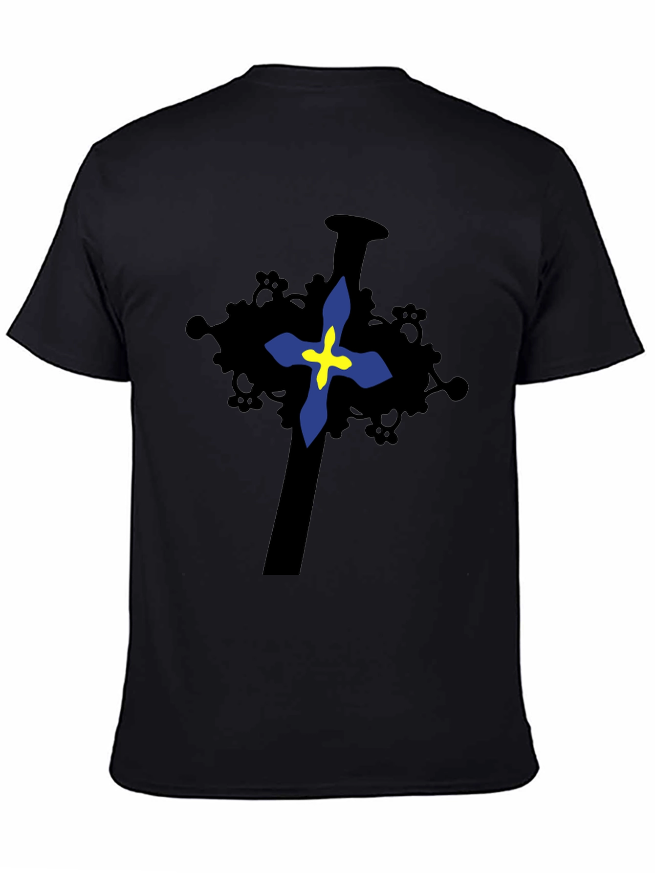 Cross Graphic Print Black T-Shirt