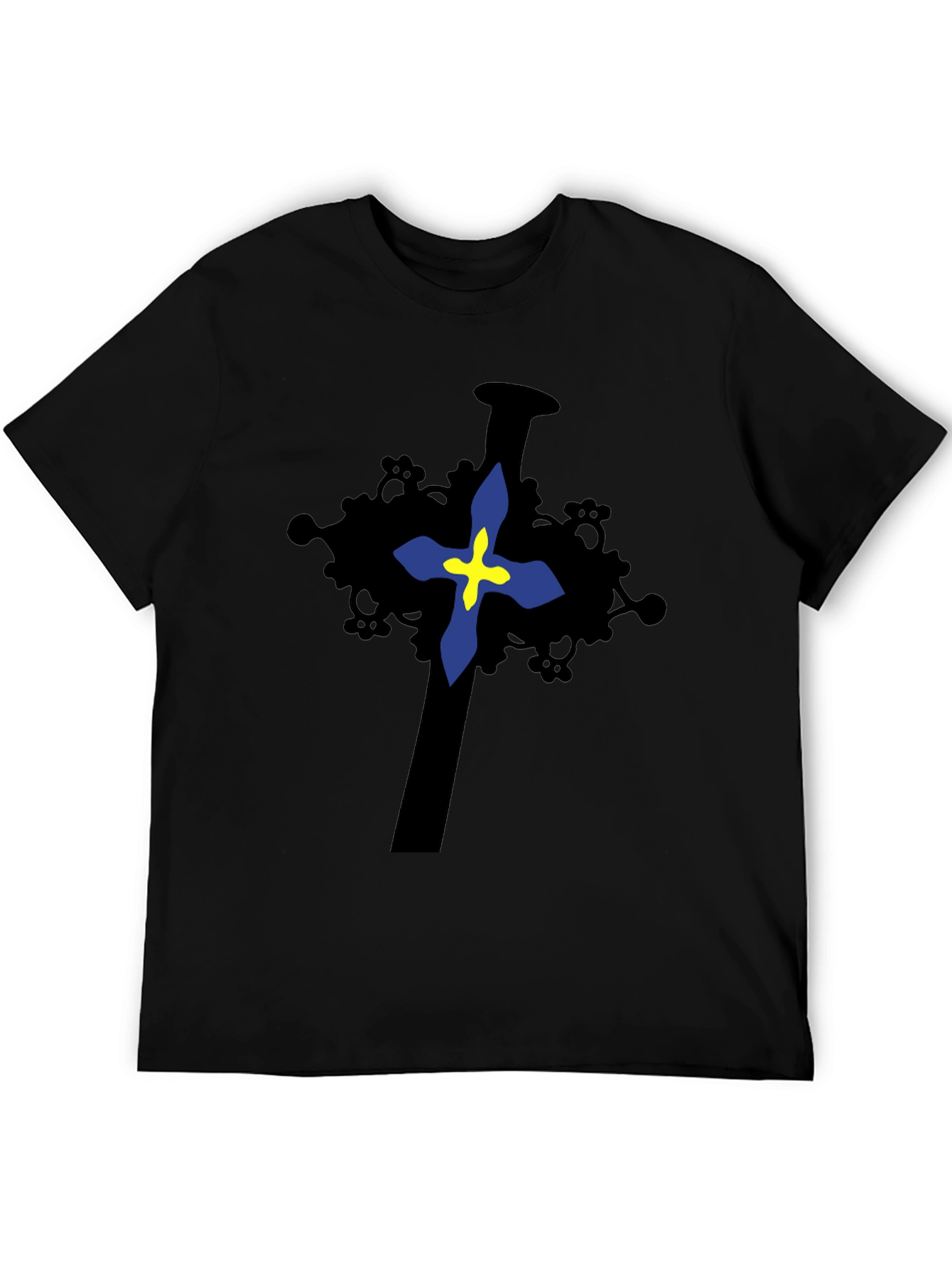 Cross Graphic Print Black T-Shirt