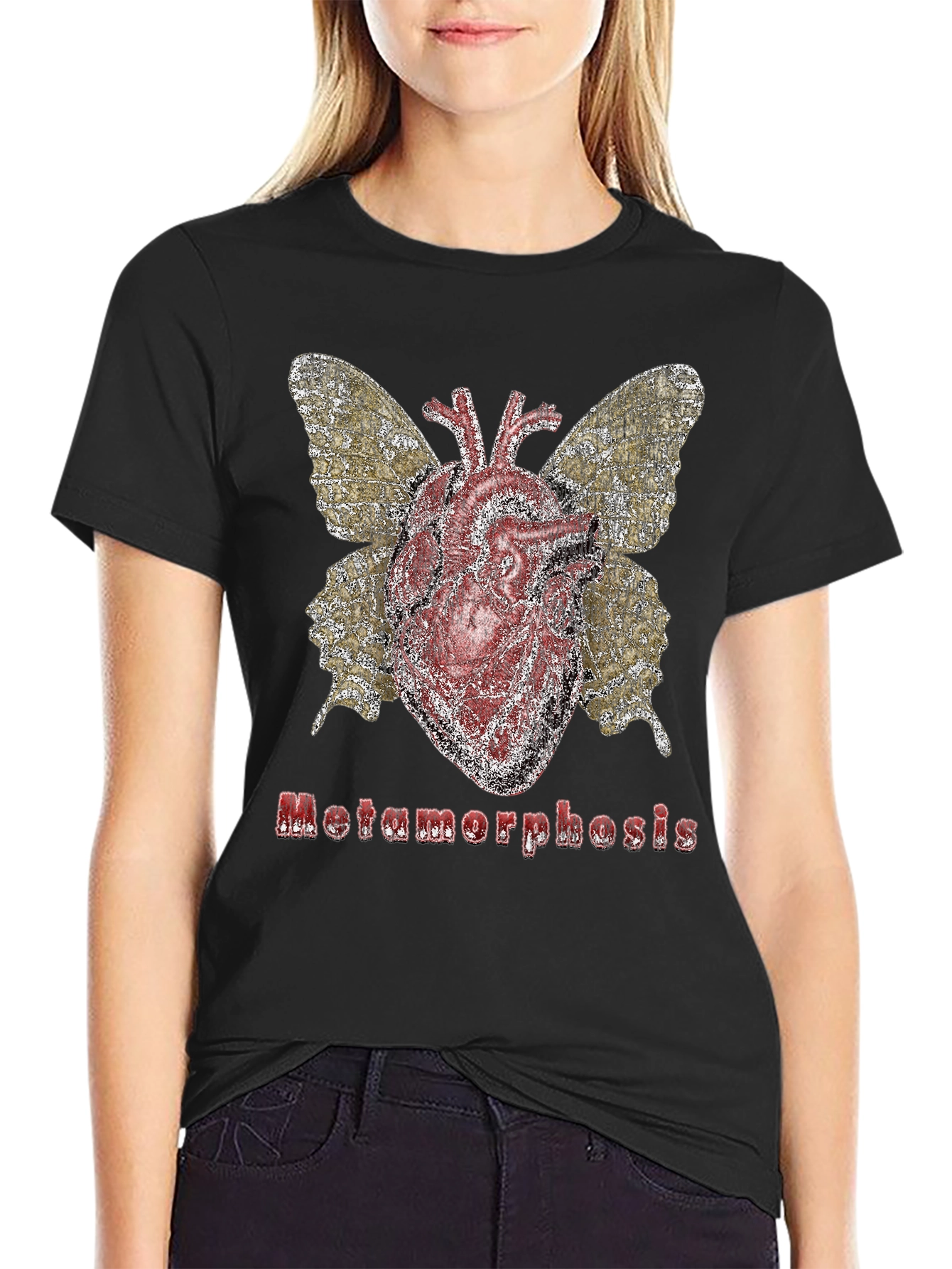 Metamorphosis Heart Butterfly Graphic T-Shirt