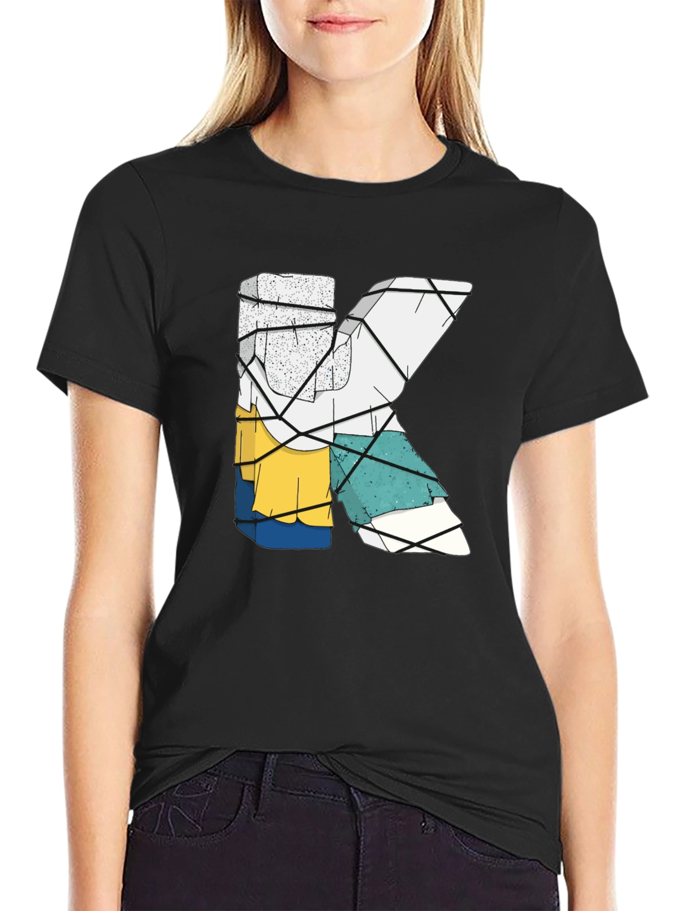 Abstract Letter K Graphic Tee - Trendy Mens Shirt