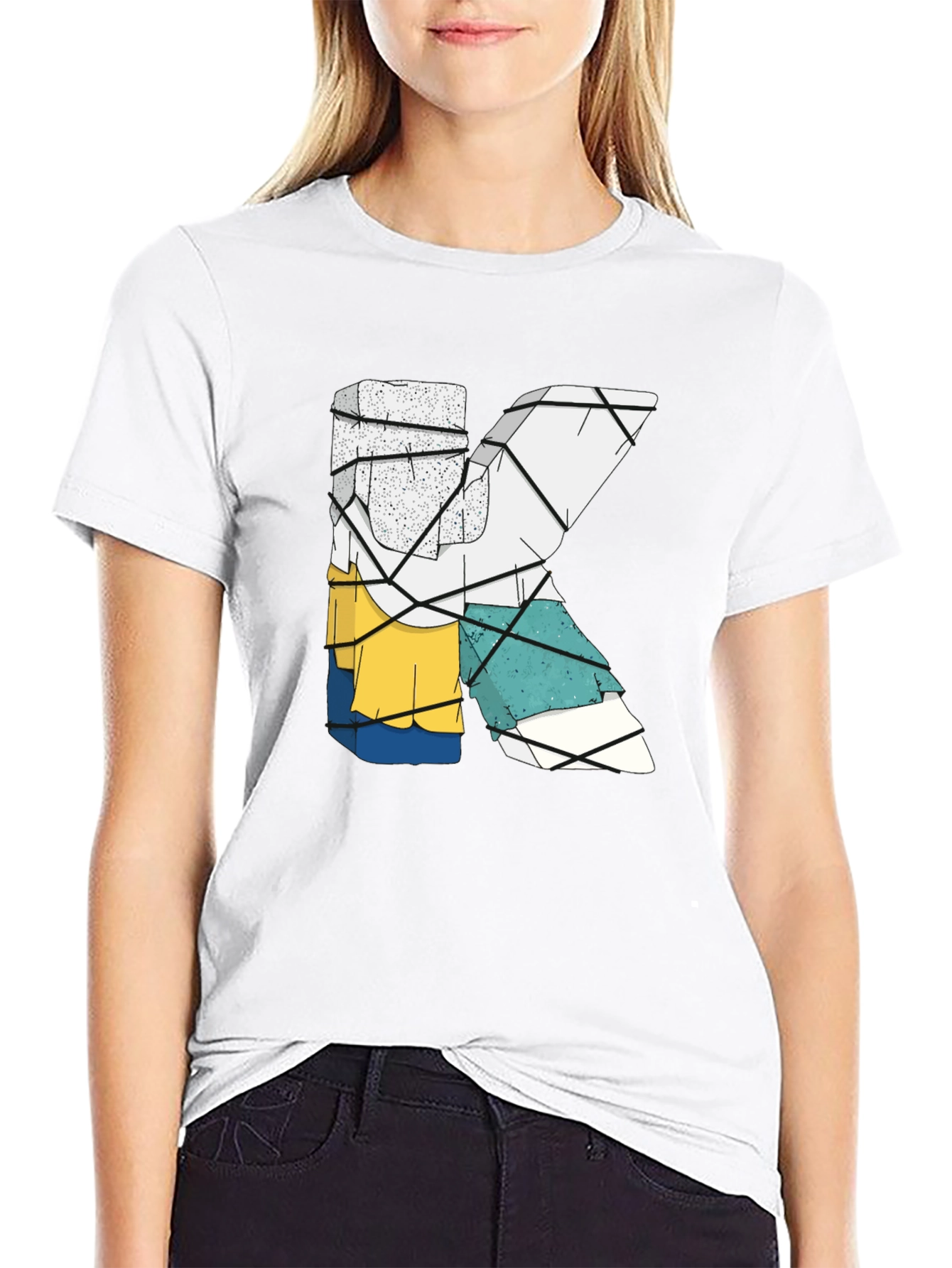 Abstract Letter K Graphic Tee - Trendy Mens Shirt
