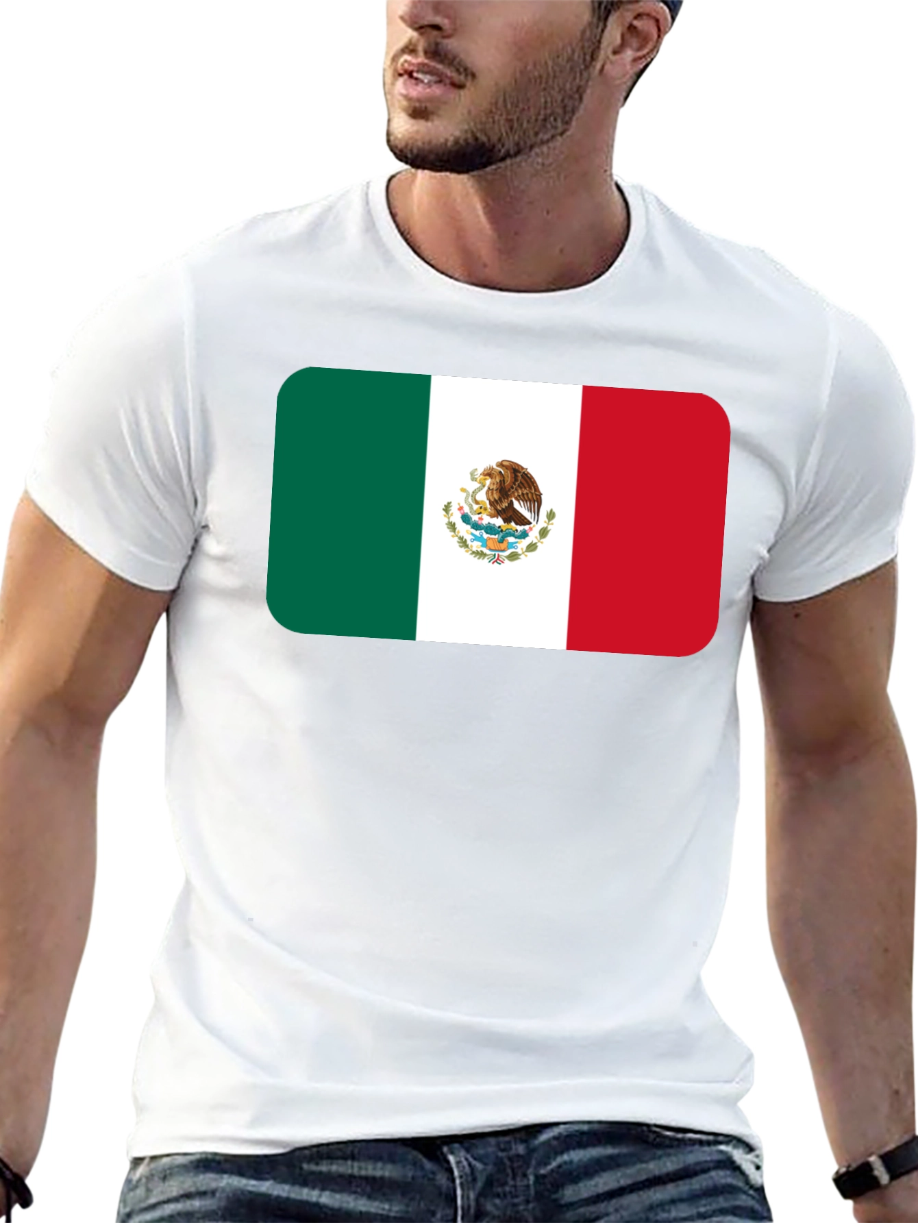 Mexican Flag T-Shirt - Round Edge Design