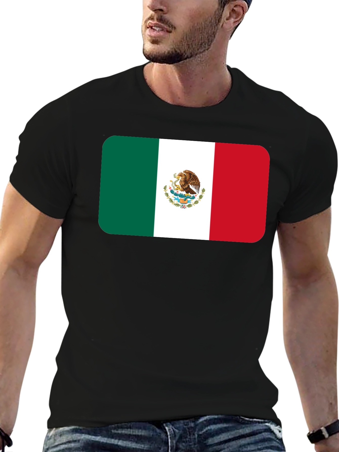 Mexican Flag T-Shirt - Round Edge Design