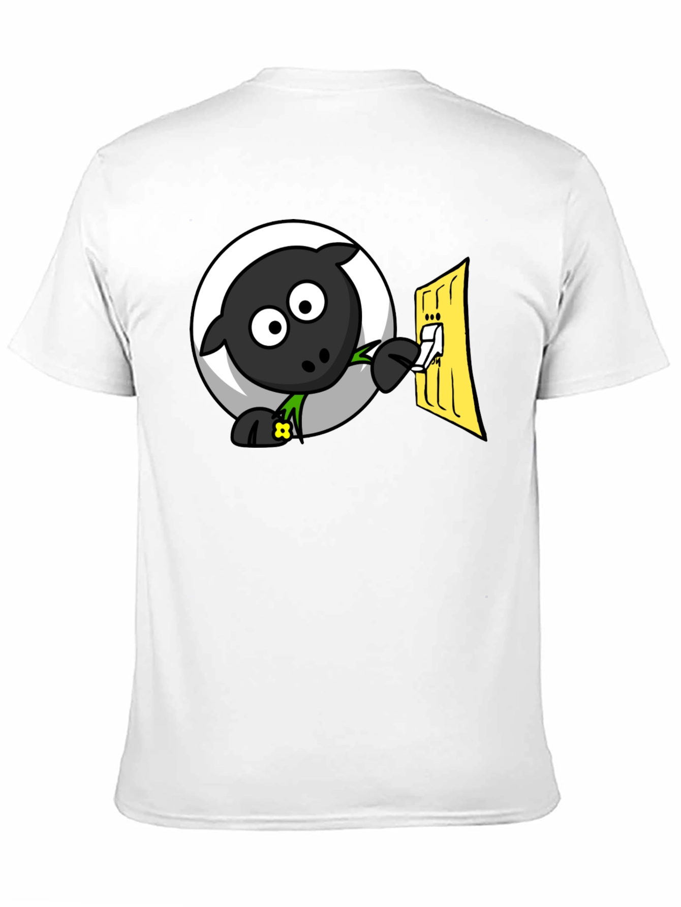 Funny Cartoon Sheep Turning on Light T-Shirt