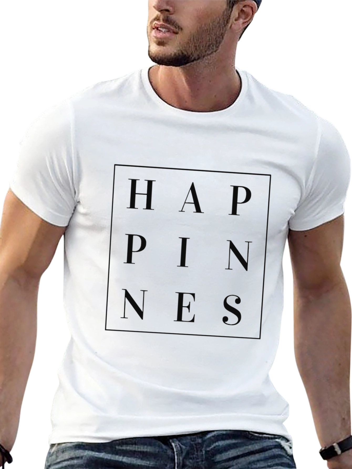 Black Happiness Graphic Print T-Shirt