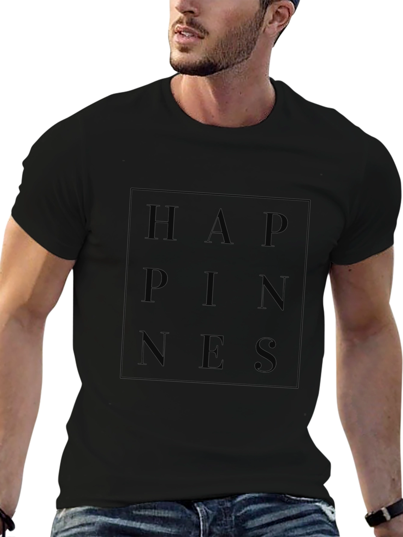 Black Happiness Graphic Print T-Shirt