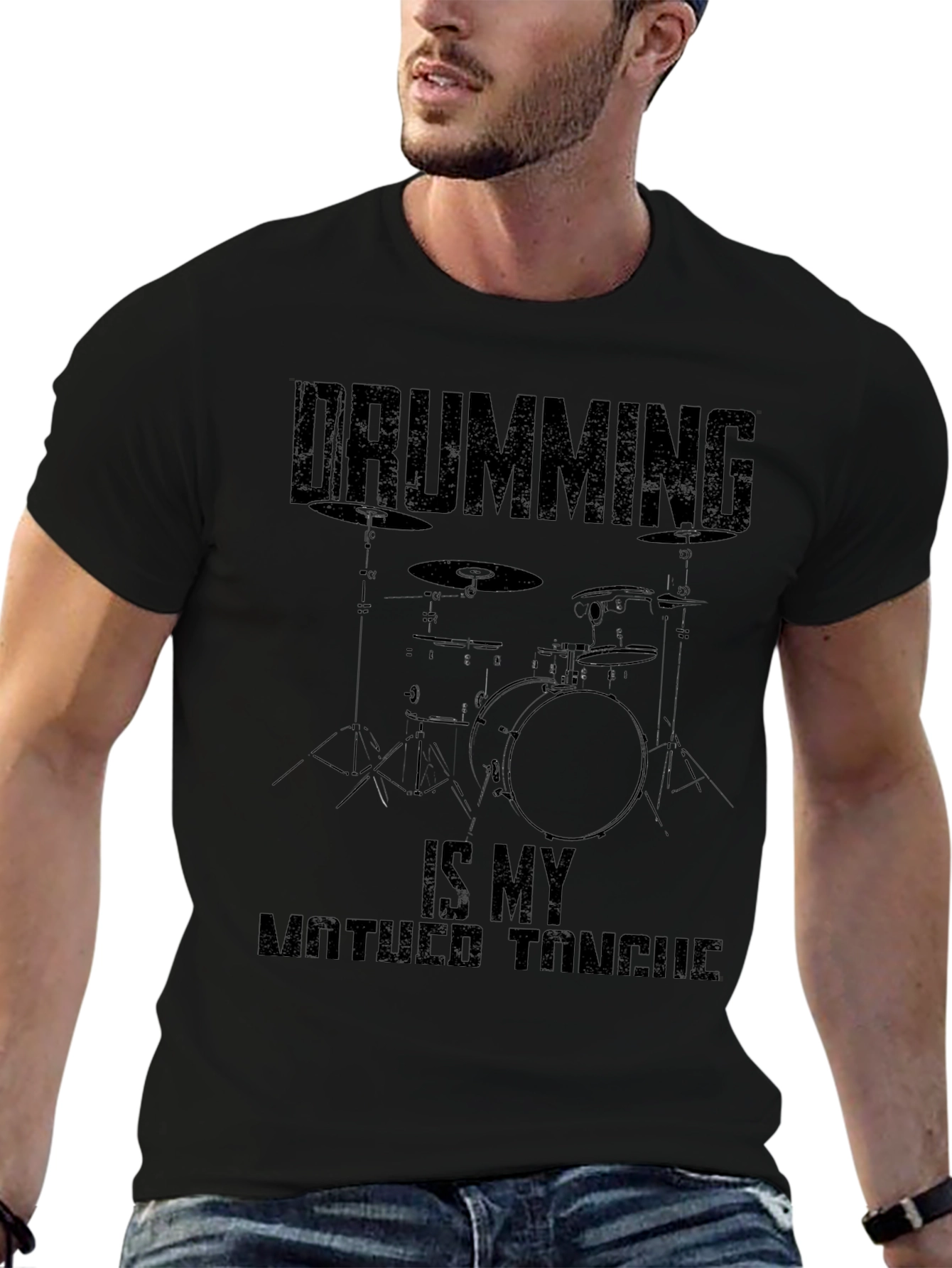 Drumming is My Mother Tongue Black Graphic Tee