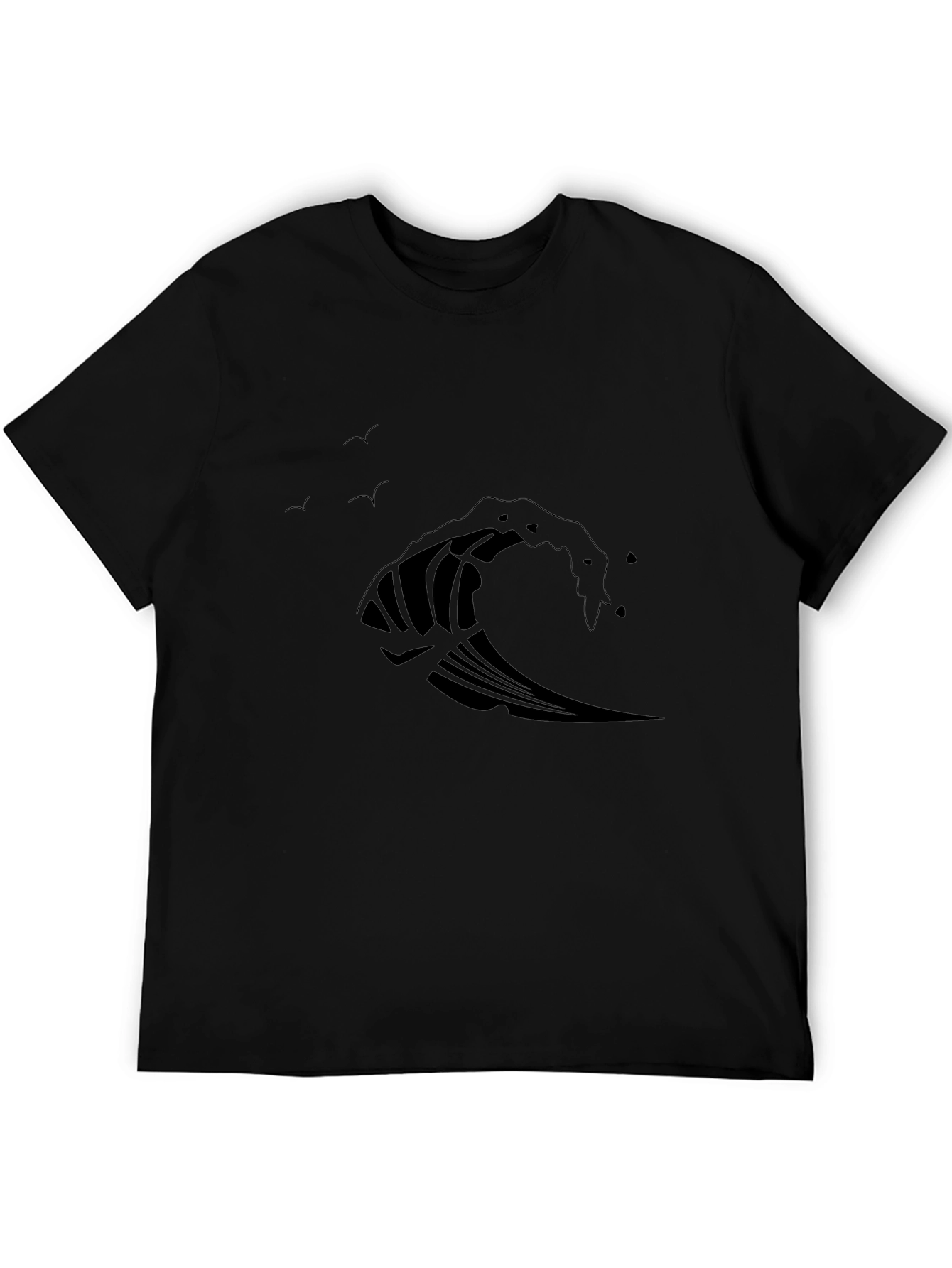Wave Design Black T-Shirt