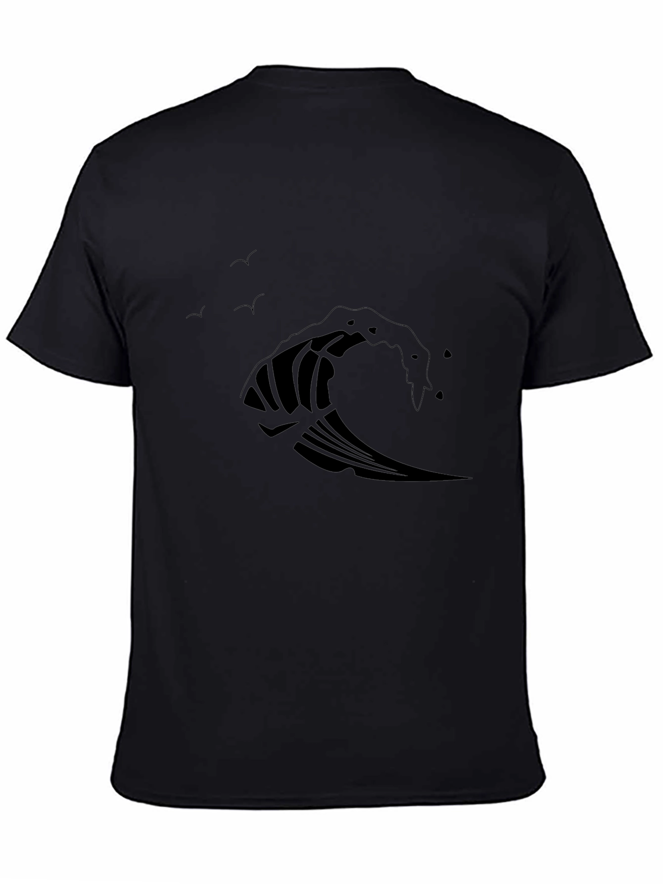 Wave Design Black T-Shirt