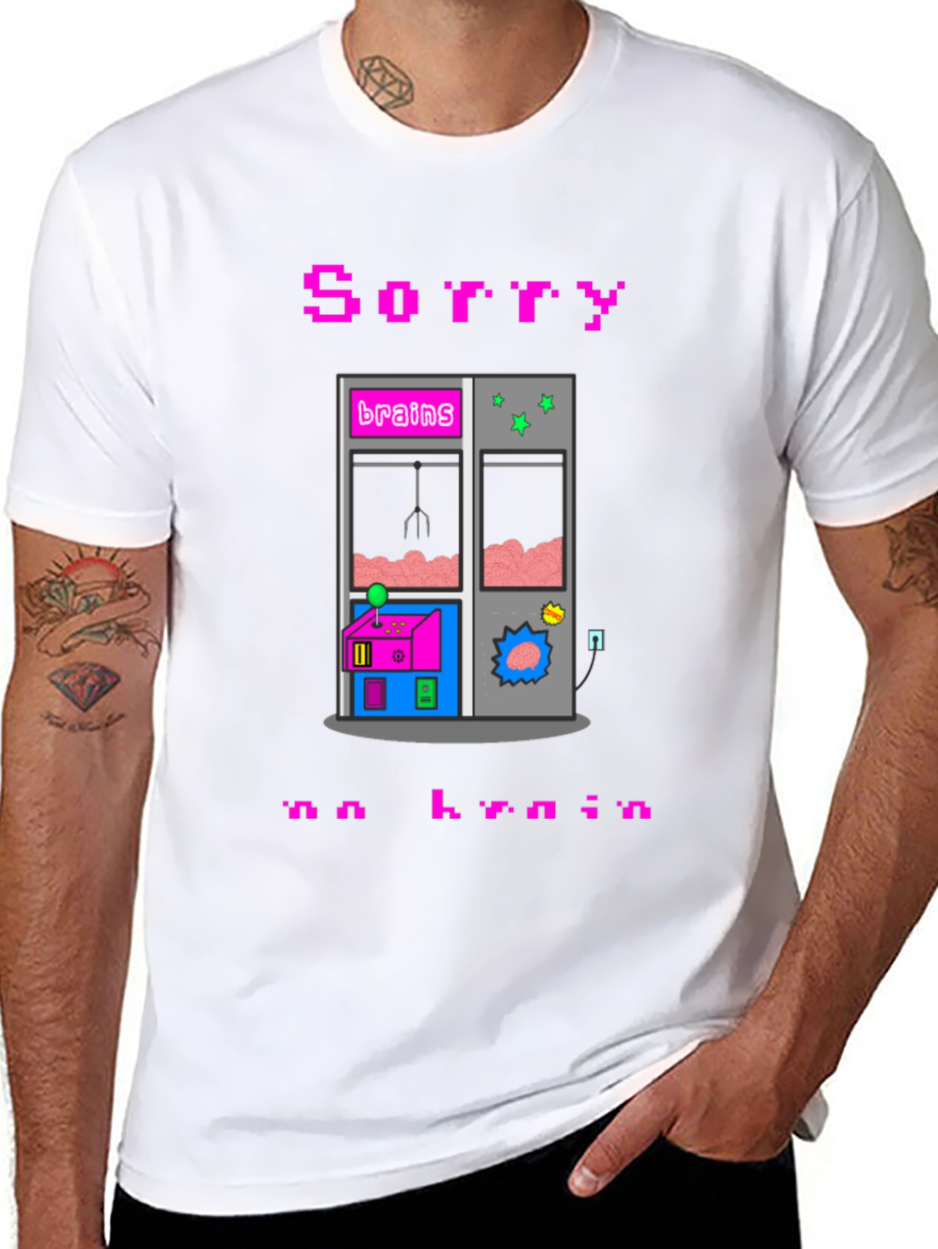 Sorry No Brain Pixel Art Graphic Tee
