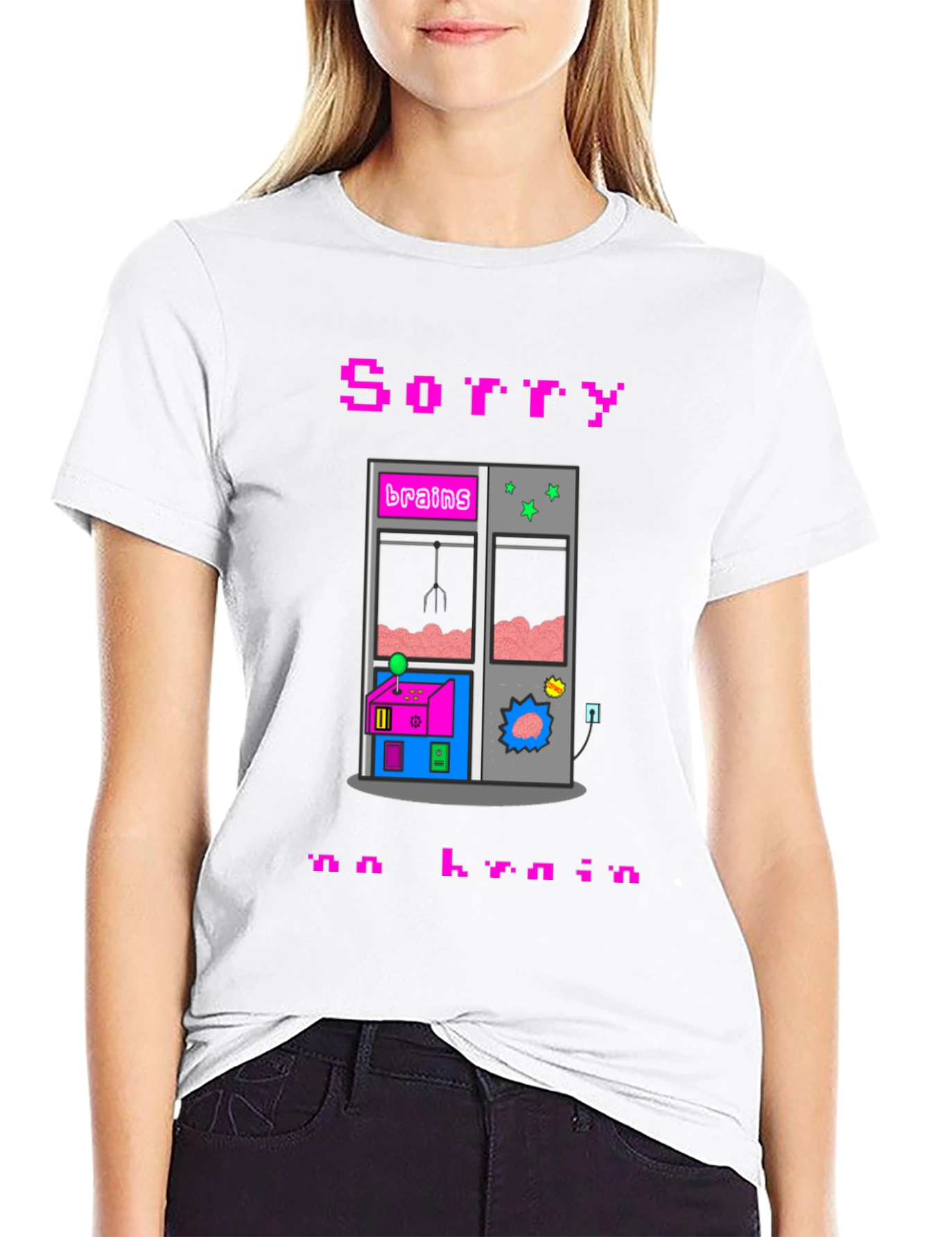 Sorry No Brain Pixel Art Graphic Tee