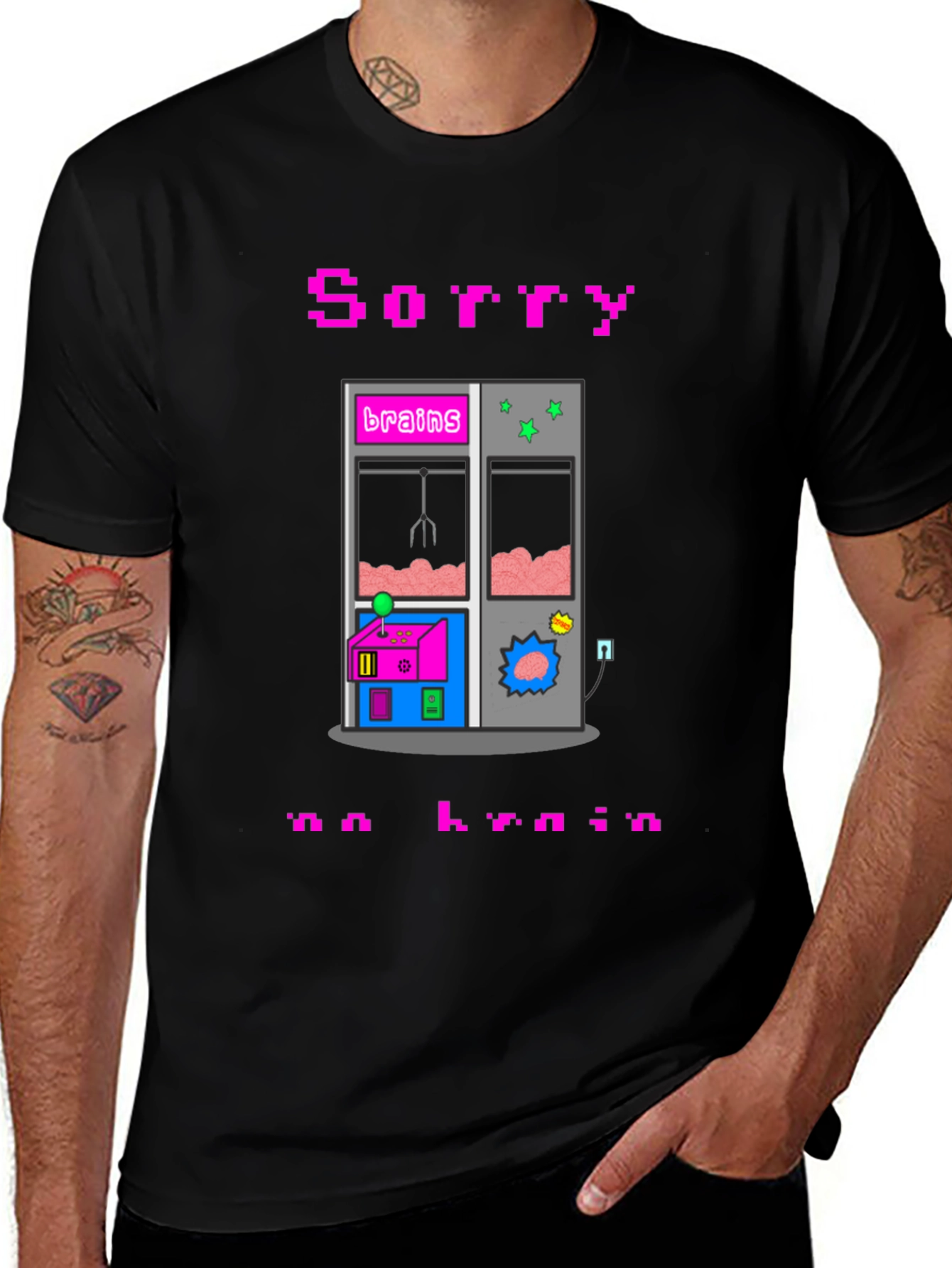 Sorry No Brain Pixel Art Graphic Tee