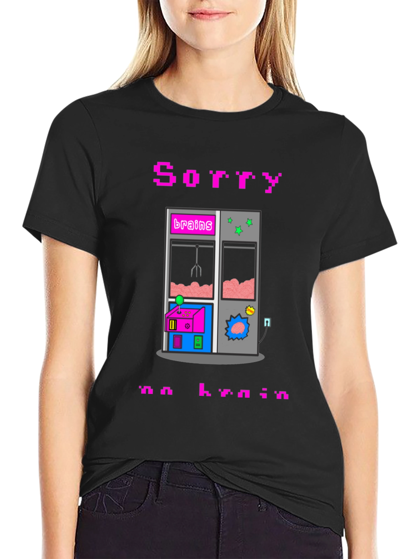 Sorry No Brain Pixel Art Graphic Tee