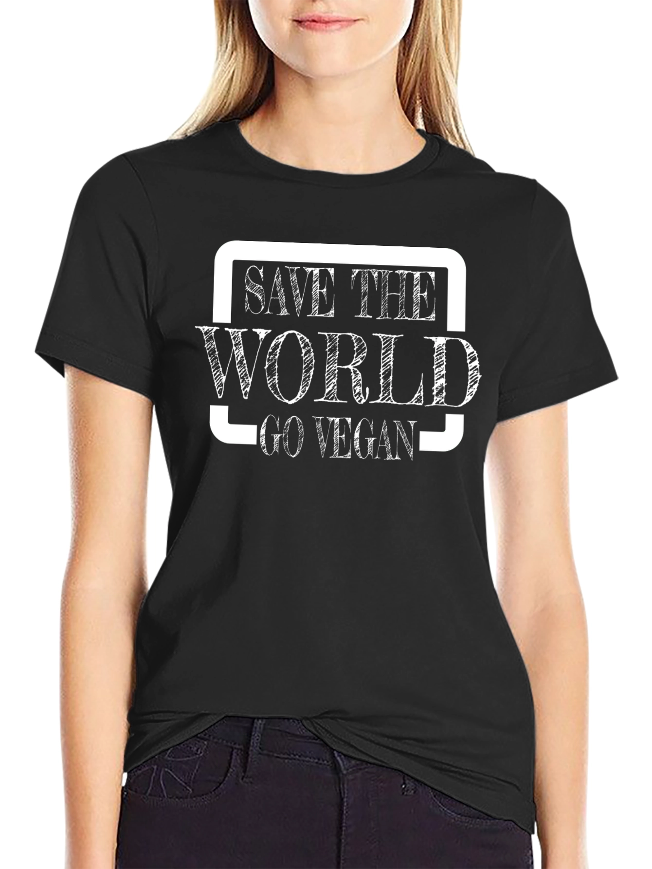 Save the World Go Vegan Graphic T-Shirt