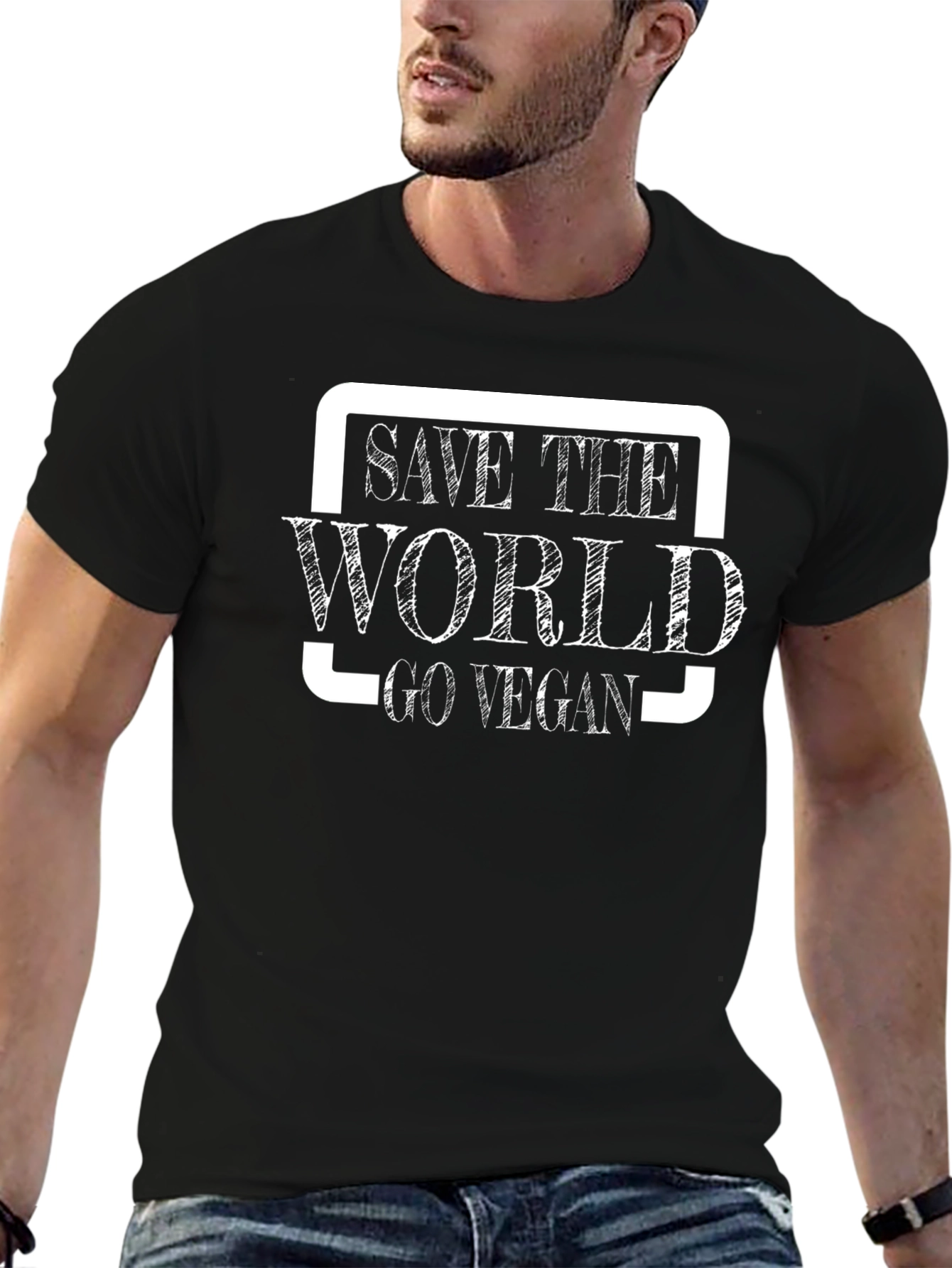 Save the World Go Vegan Graphic T-Shirt