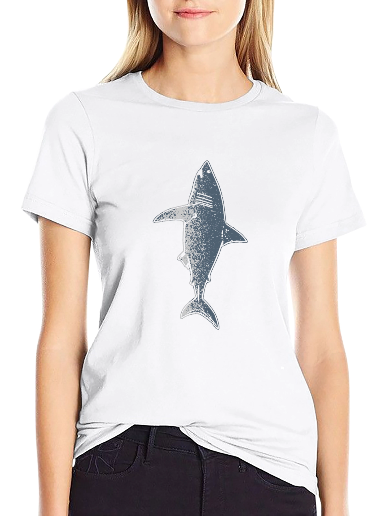 Shark Graphic Print Black T-Shirt