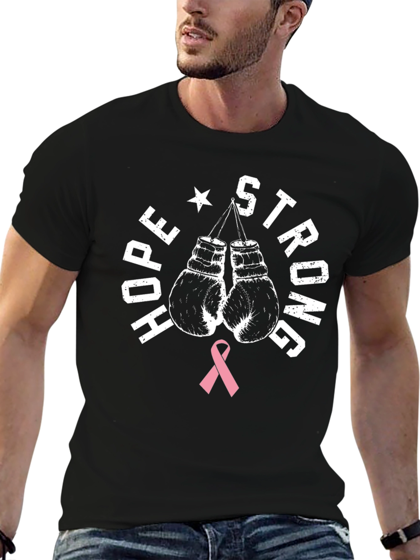Hope Strong Breast Cancer Awareness Boxing Gloves T-Shirt