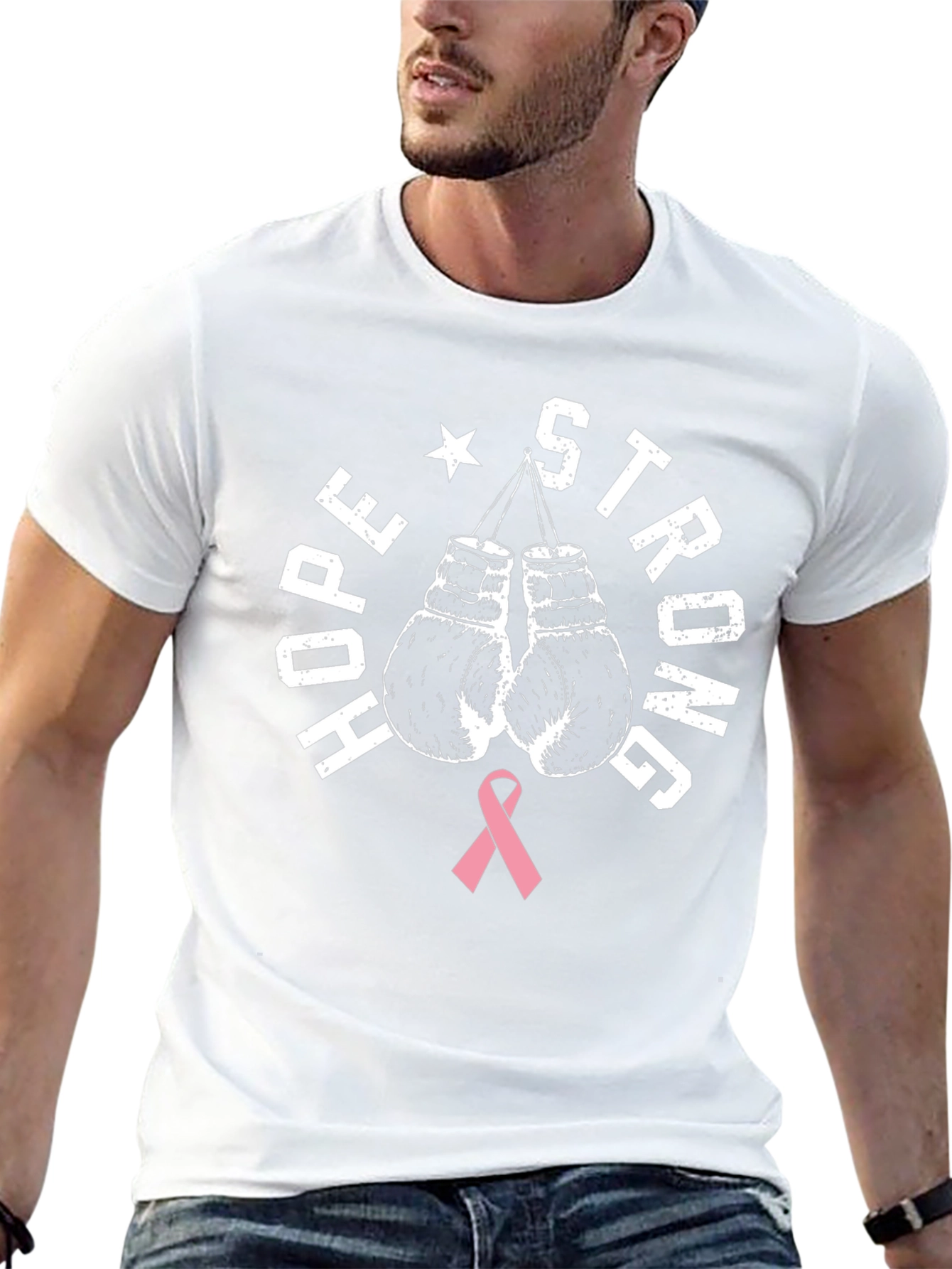 Hope Strong Breast Cancer Awareness Boxing Gloves T-Shirt