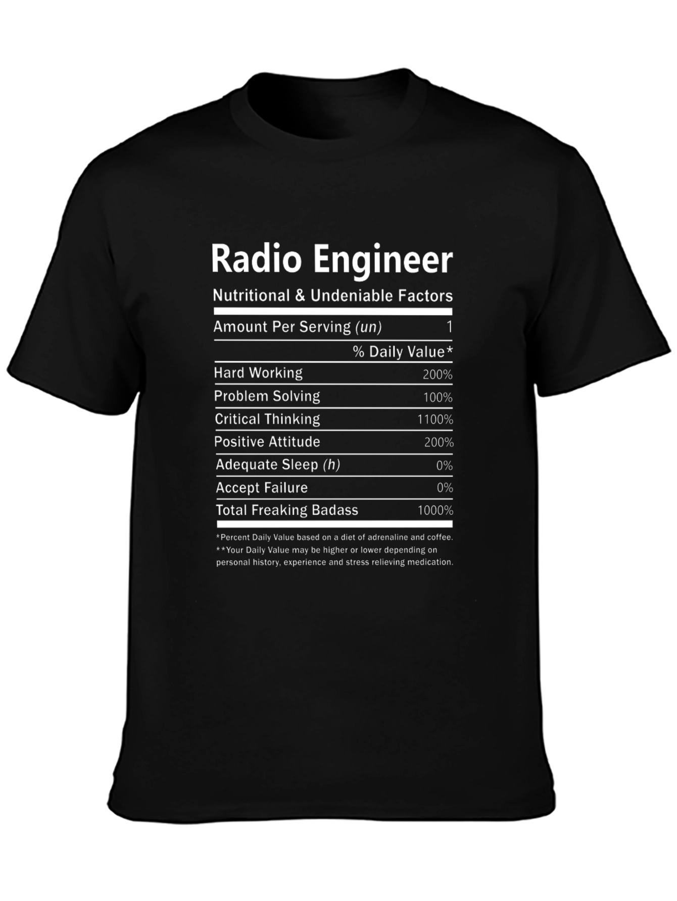 Radio Engineer Nutritional Facts T-Shirt