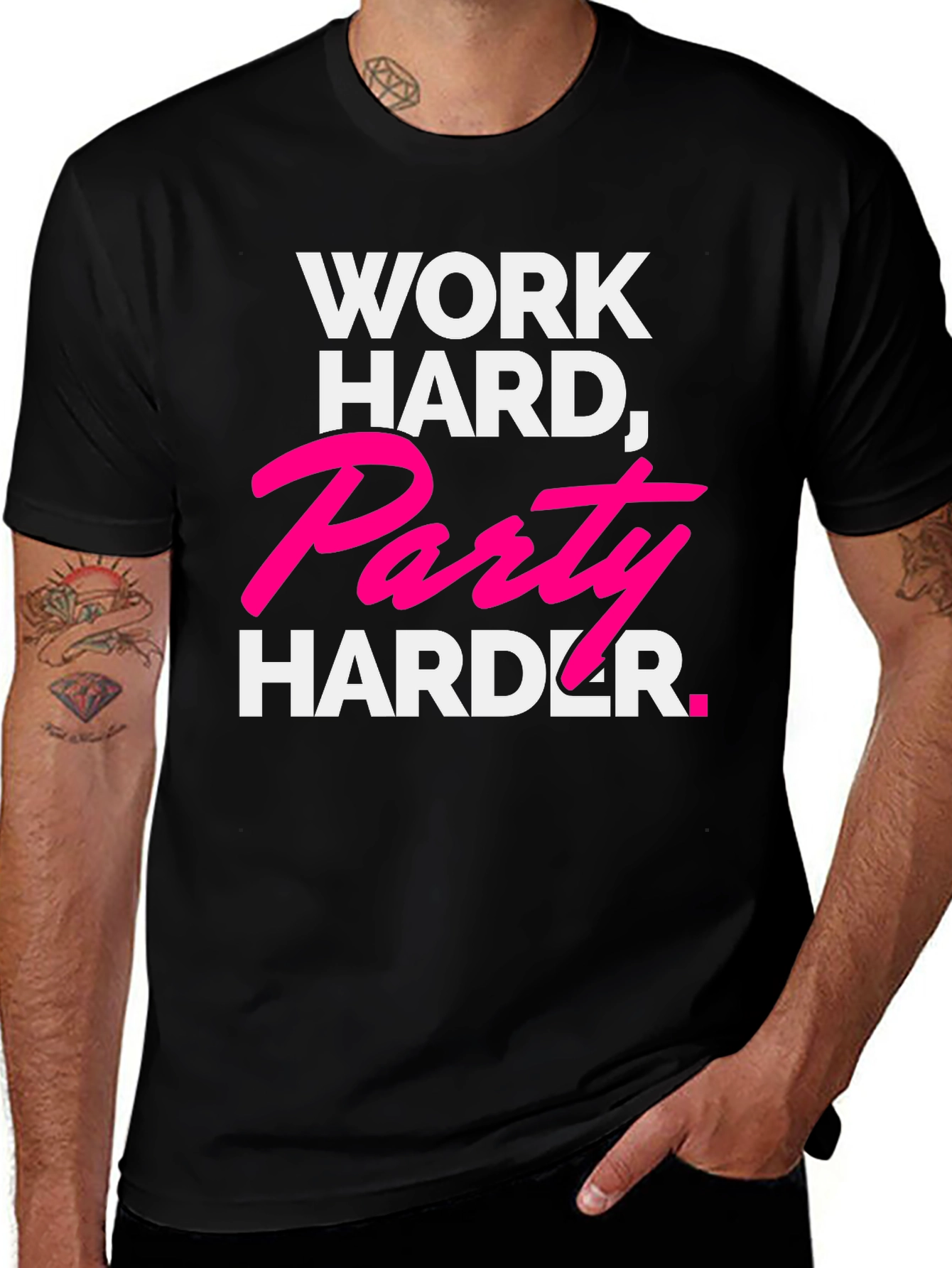 Work Hard Party Harder Black Graphic Tee