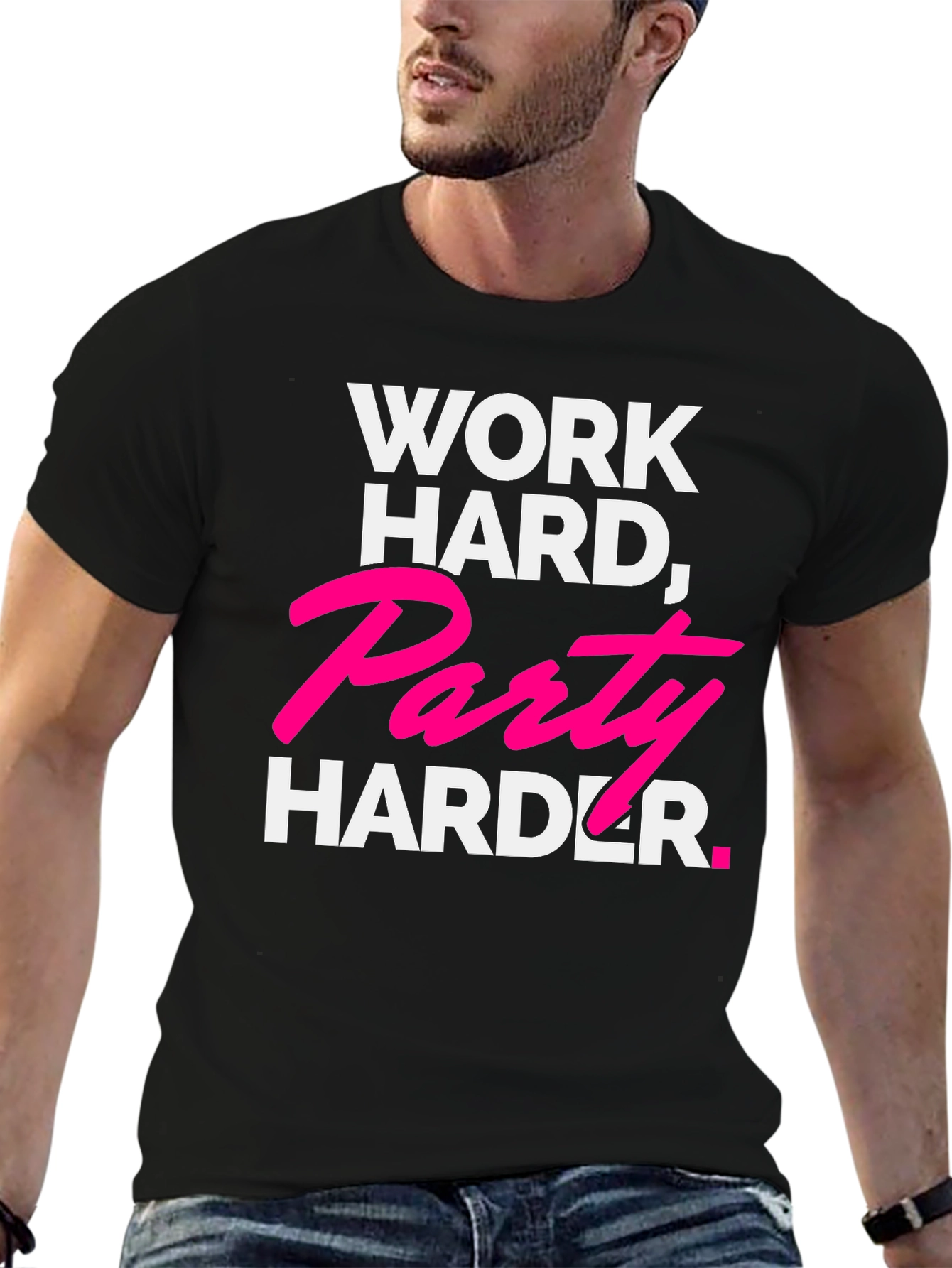 Work Hard Party Harder Black Graphic Tee