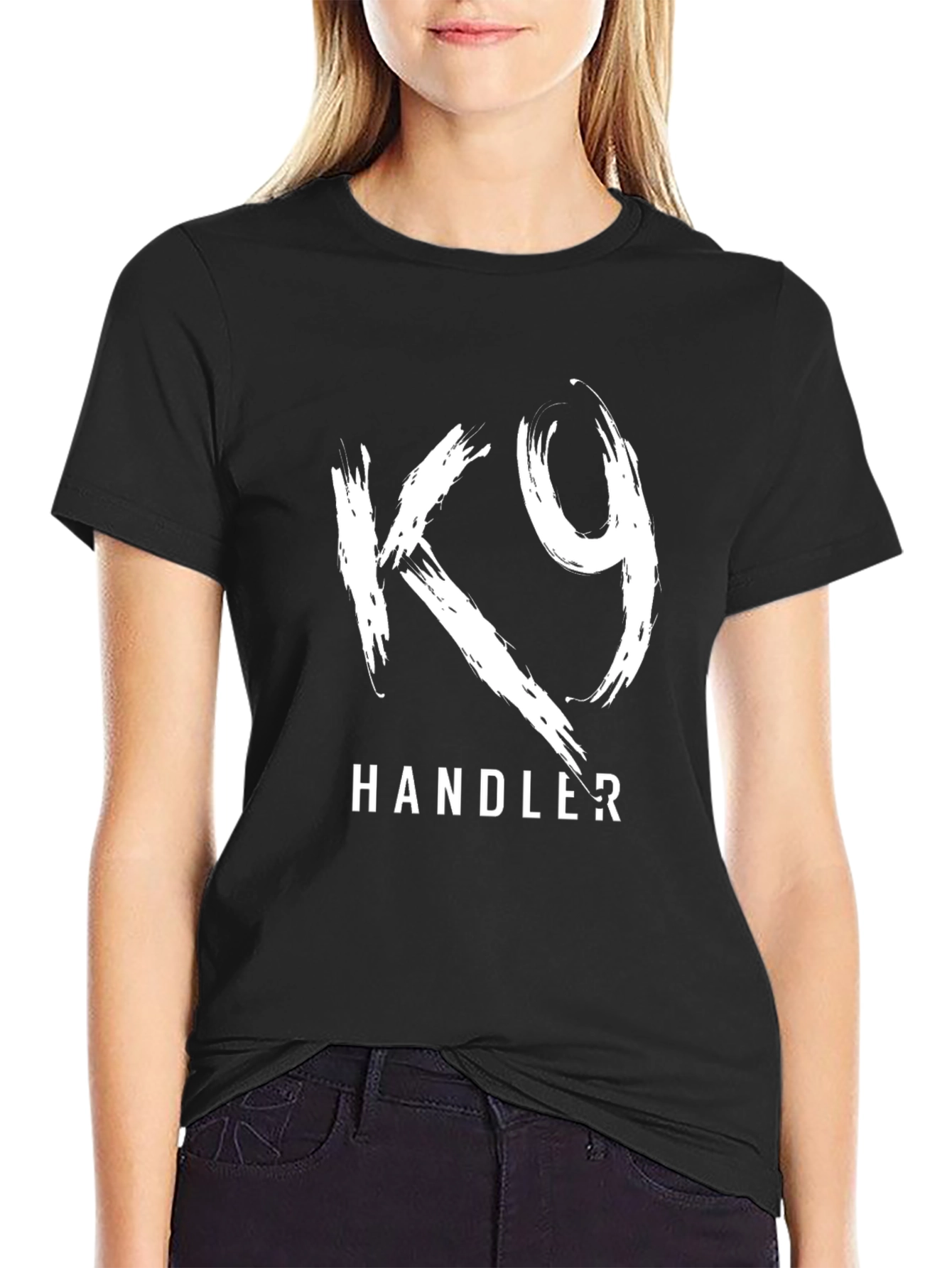 K9 Handler Graphic T-Shirt - Black Cotton Tee
