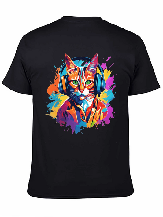 Cat DJ T-Shirt - Colorful Cat Wearing Headphones