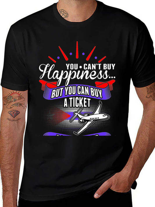 Happiness Ticket Graphic Tee - Aviation Lover Shirt