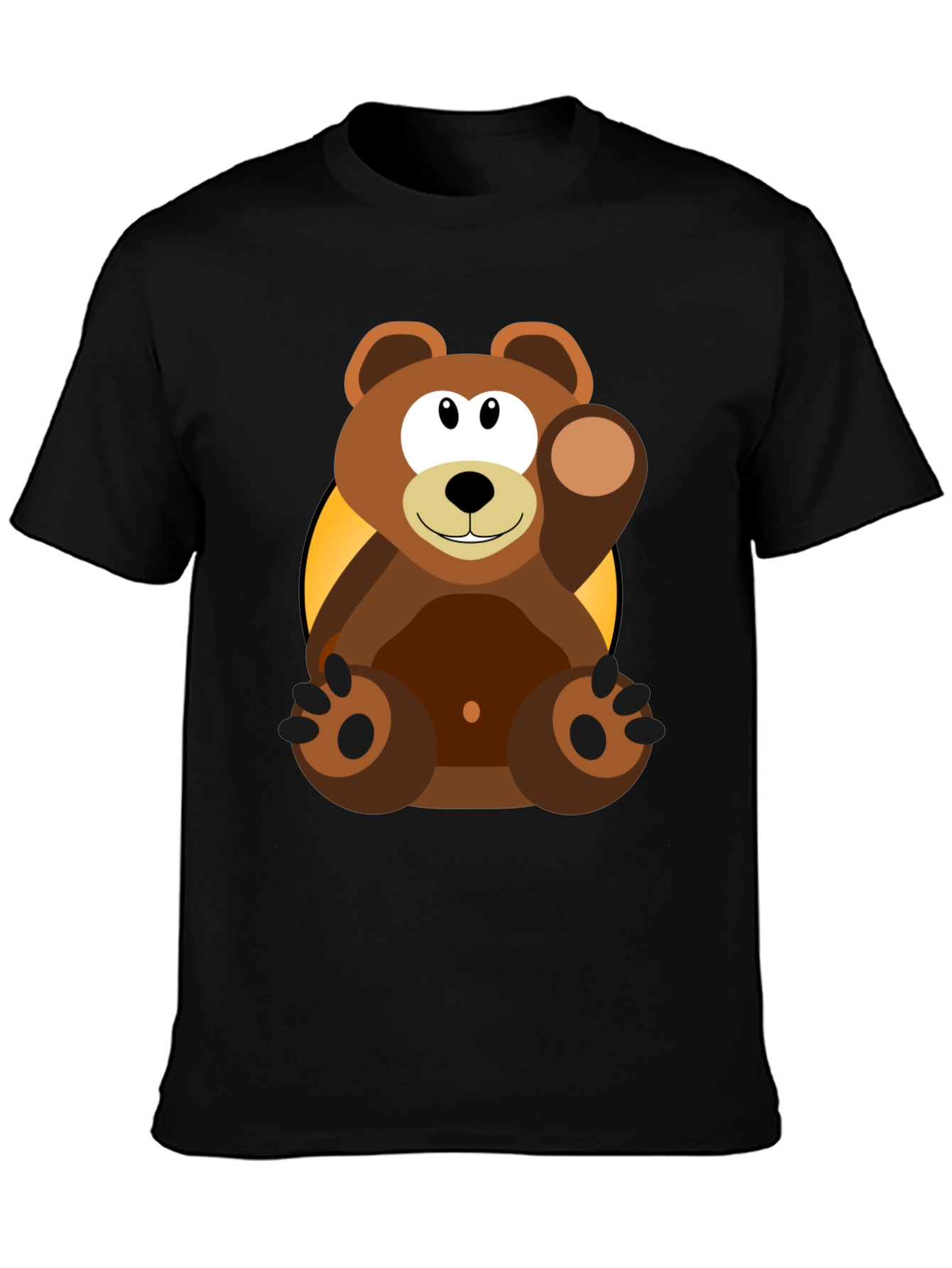 Cartoon Bear Graphic T-Shirt - Black