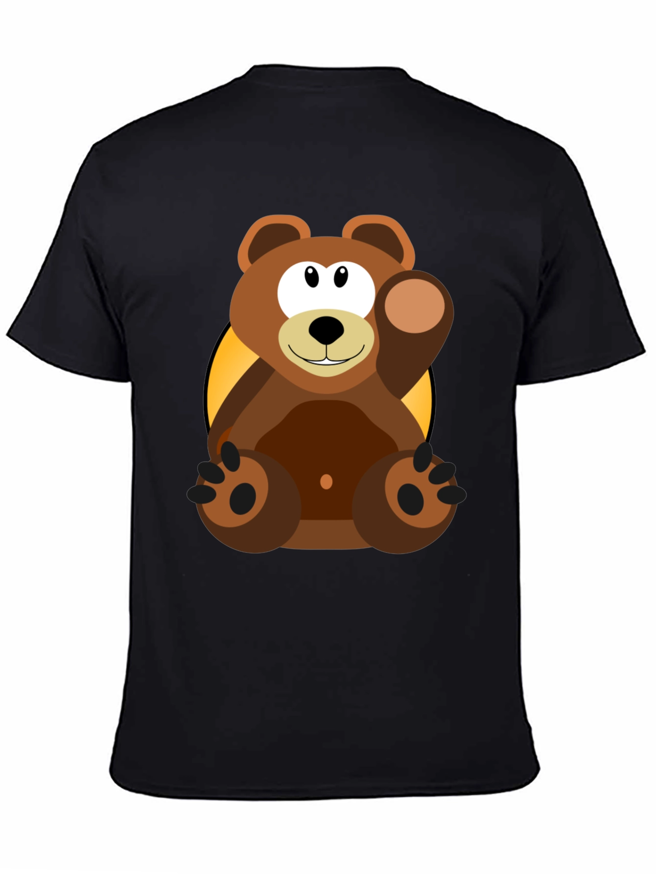 Cartoon Bear Graphic T-Shirt - Black