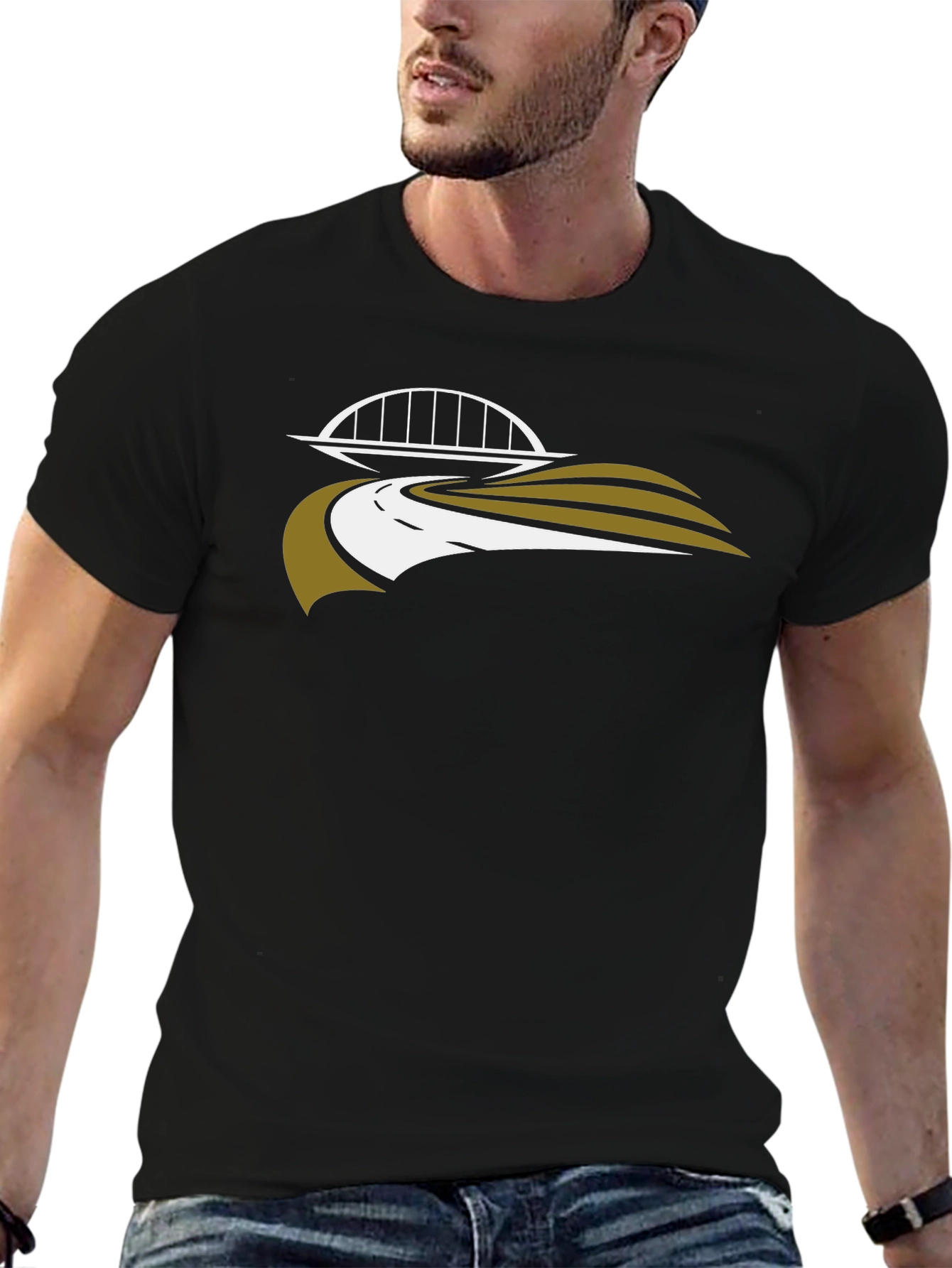 Bridge & Road Graphic Tee - Black Casual Shirt